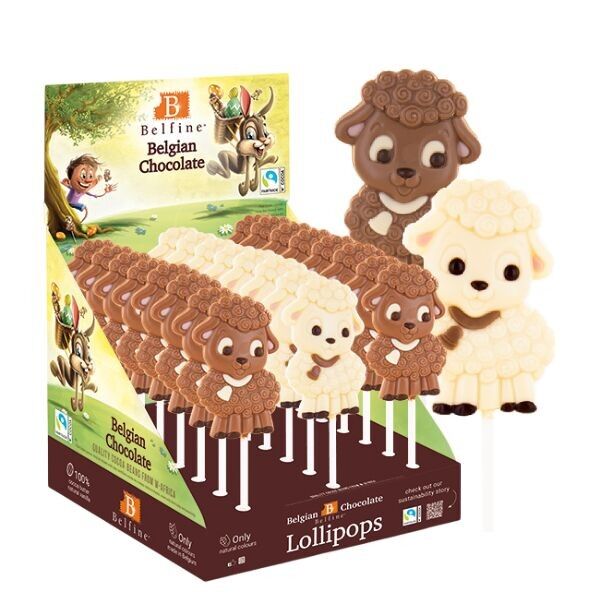 EASTER CHOCOLATE LOLLIPOP SHEEP 25g - Display of 24 lollipops