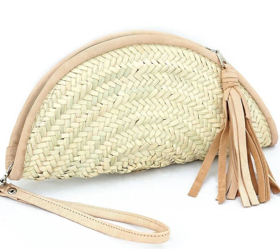 Ilargia Palm Clutch | Handgefertigte Clutch aus Palmenblättern mit Lederdetails