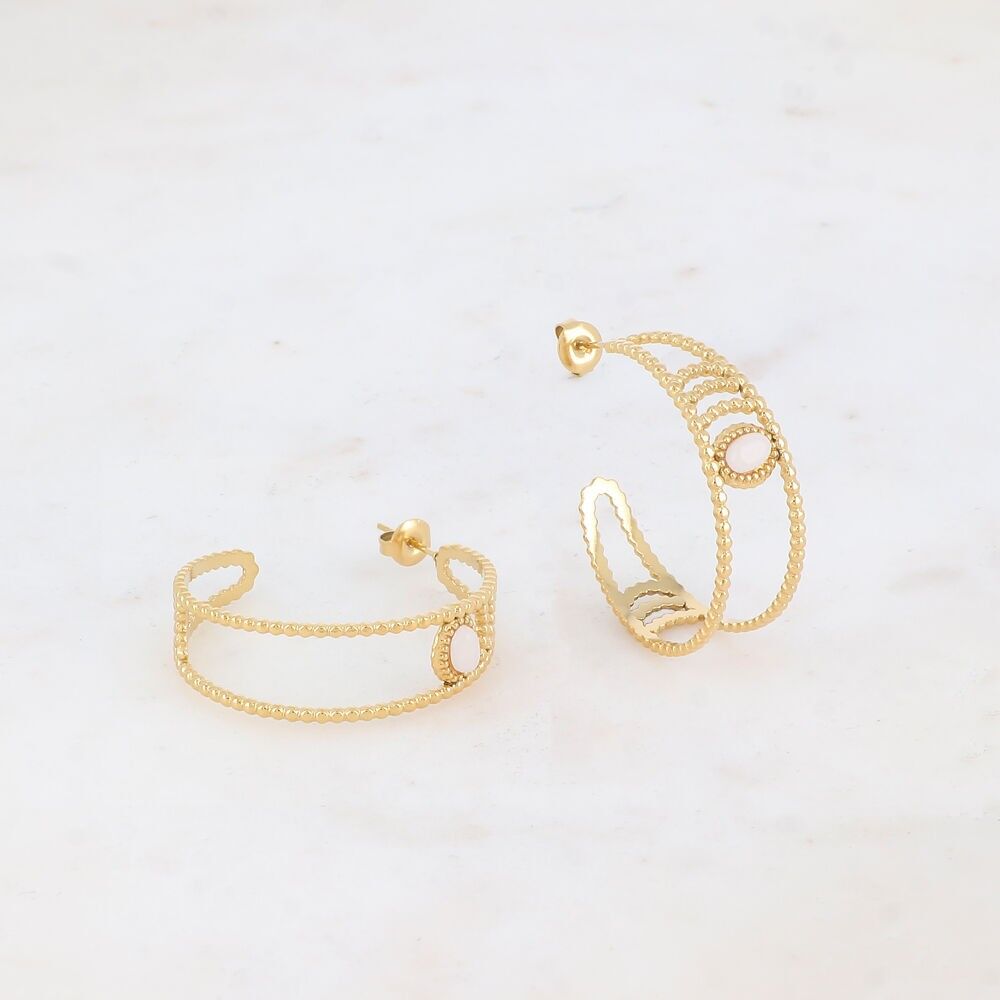 Creoles with natural stone