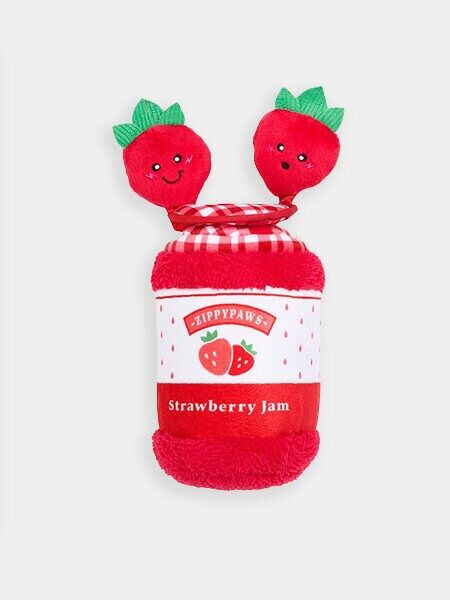 Dog Foraging Toy - Bungee Burrow – Strawberry Jam Jar - Zippy Paws