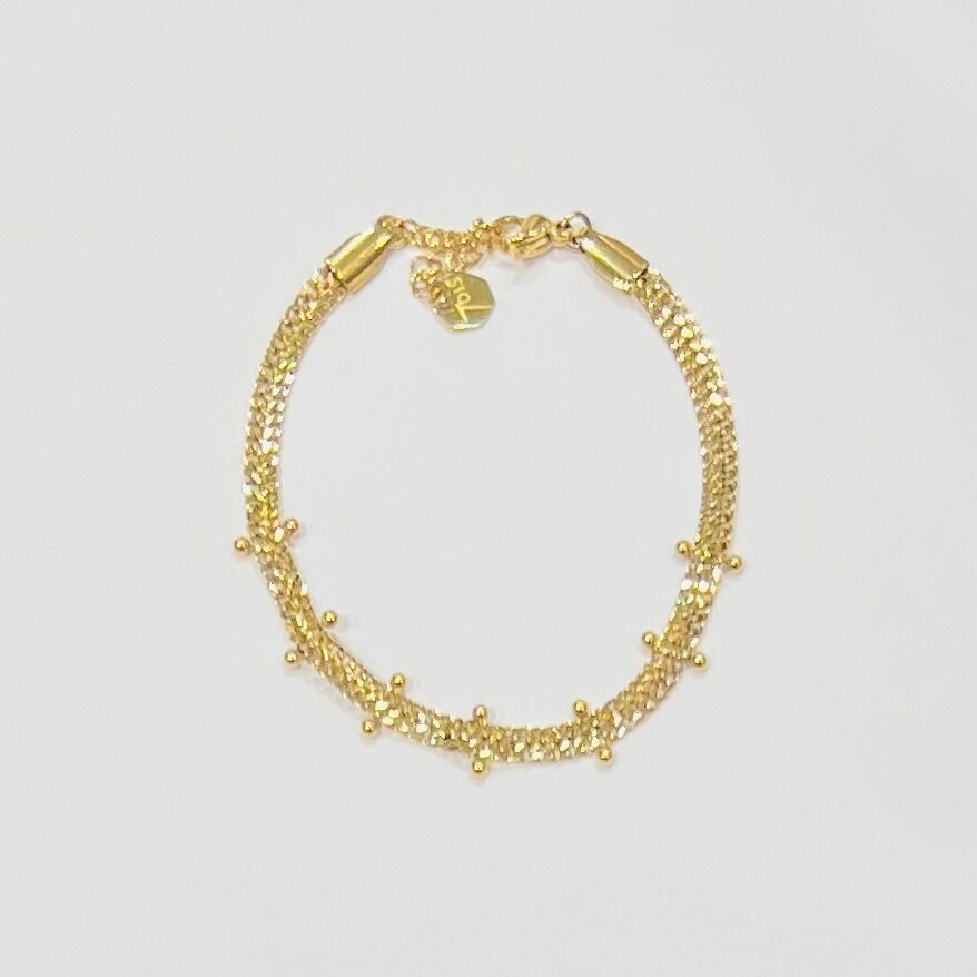 Bracelet acier double chaînes ajustable maille gourmette petites breloques