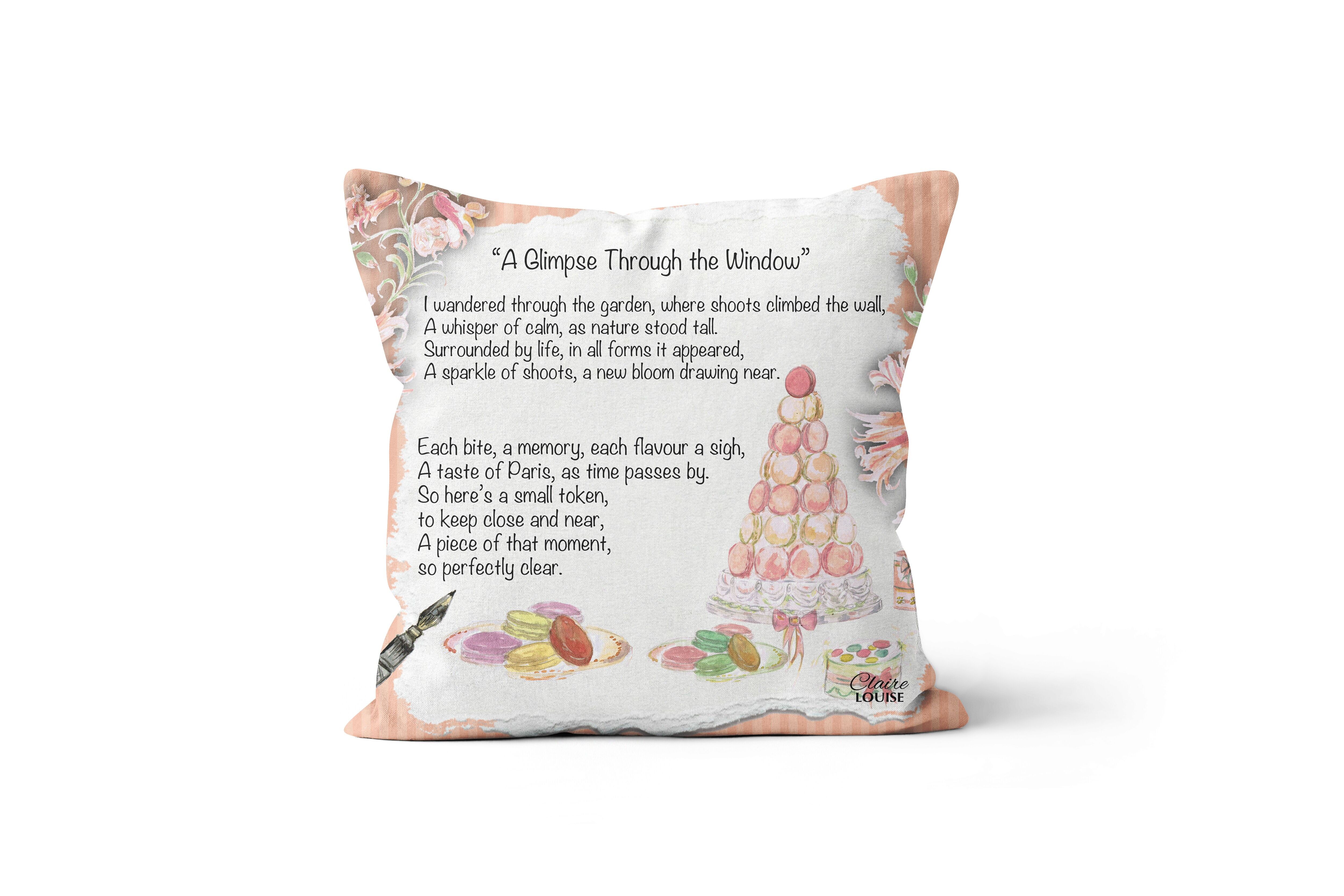Un aperçu à travers le coussin de la fenêtre - Le poème peint