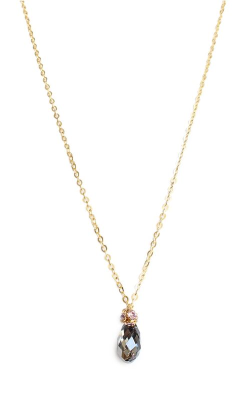 Short necklace with black diamond Swarovski crystals drop