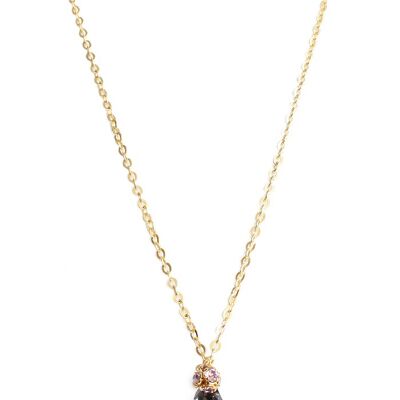 Short necklace with black diamond Swarovski crystals drop