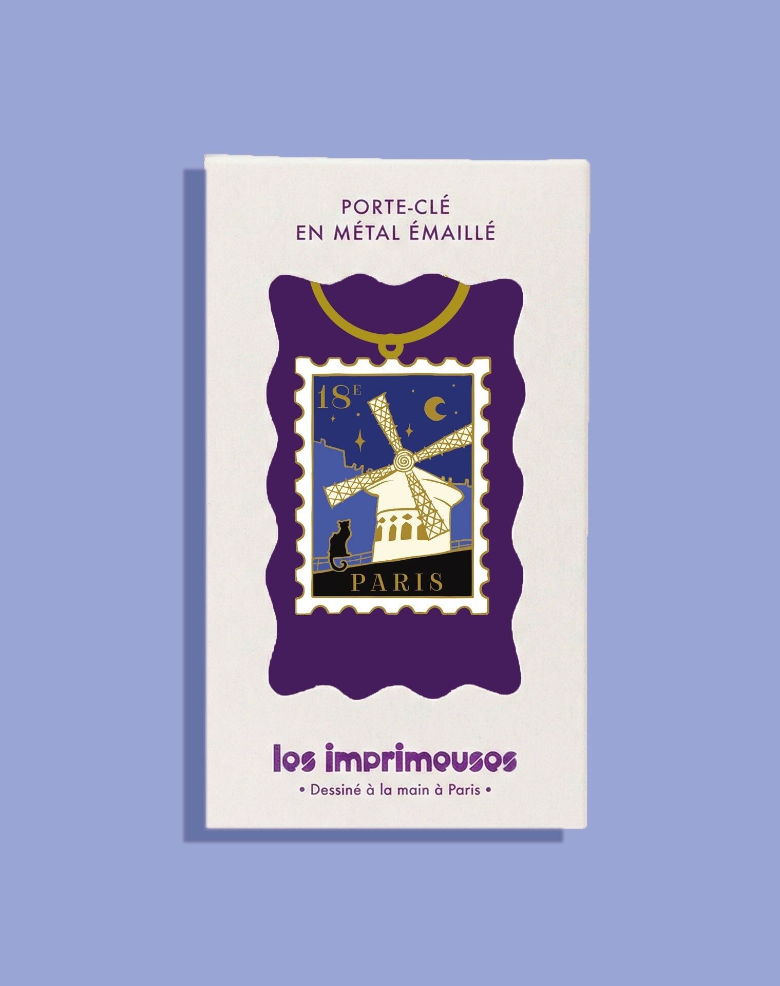 Schlüsselanhänger mit Briefmarke aus dem 18. Pariser Arrondissement – ​​Unter dem Himmel von Montmartre