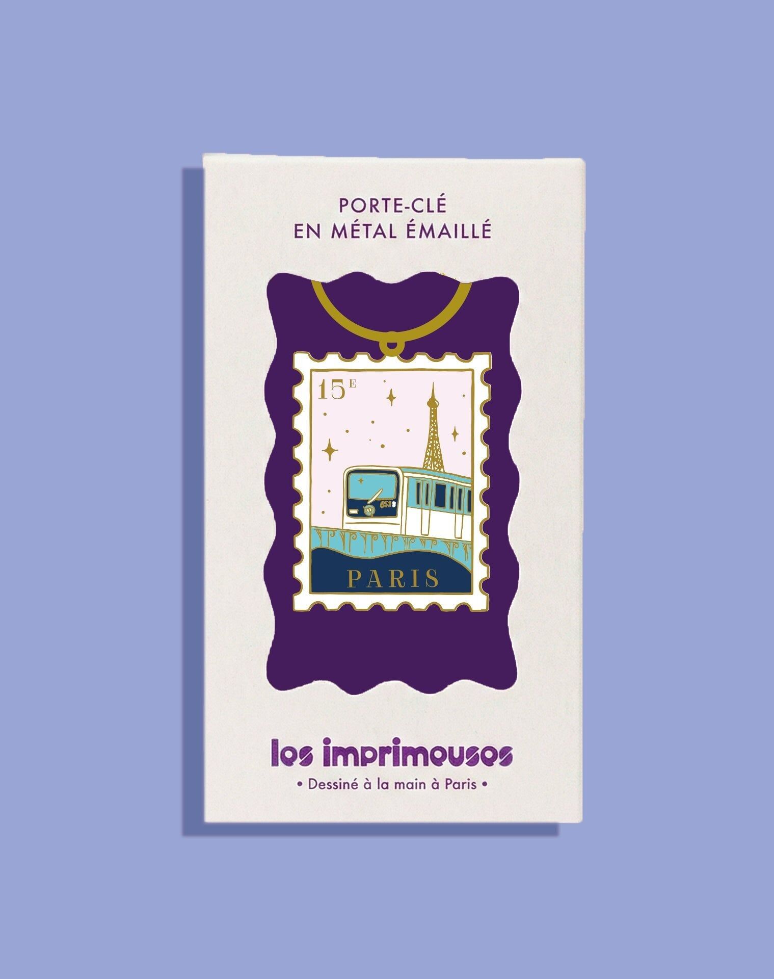 Schlüsselanhänger mit Briefmarke des 15. Arrondissements von Paris – Unter dem Himmel des 15. Arrondissements
