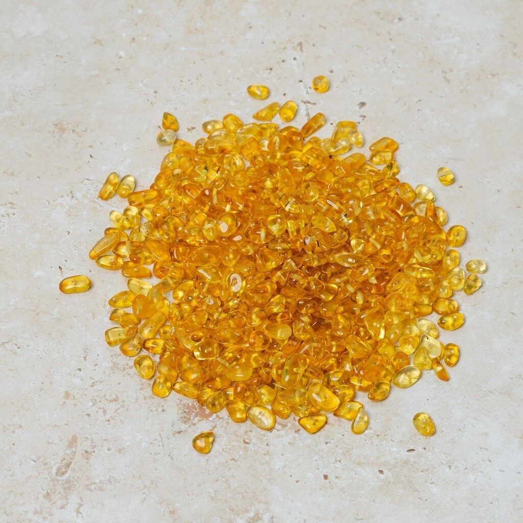 Perline di ambra forate, colore limone, 50 gr (~600 pz)