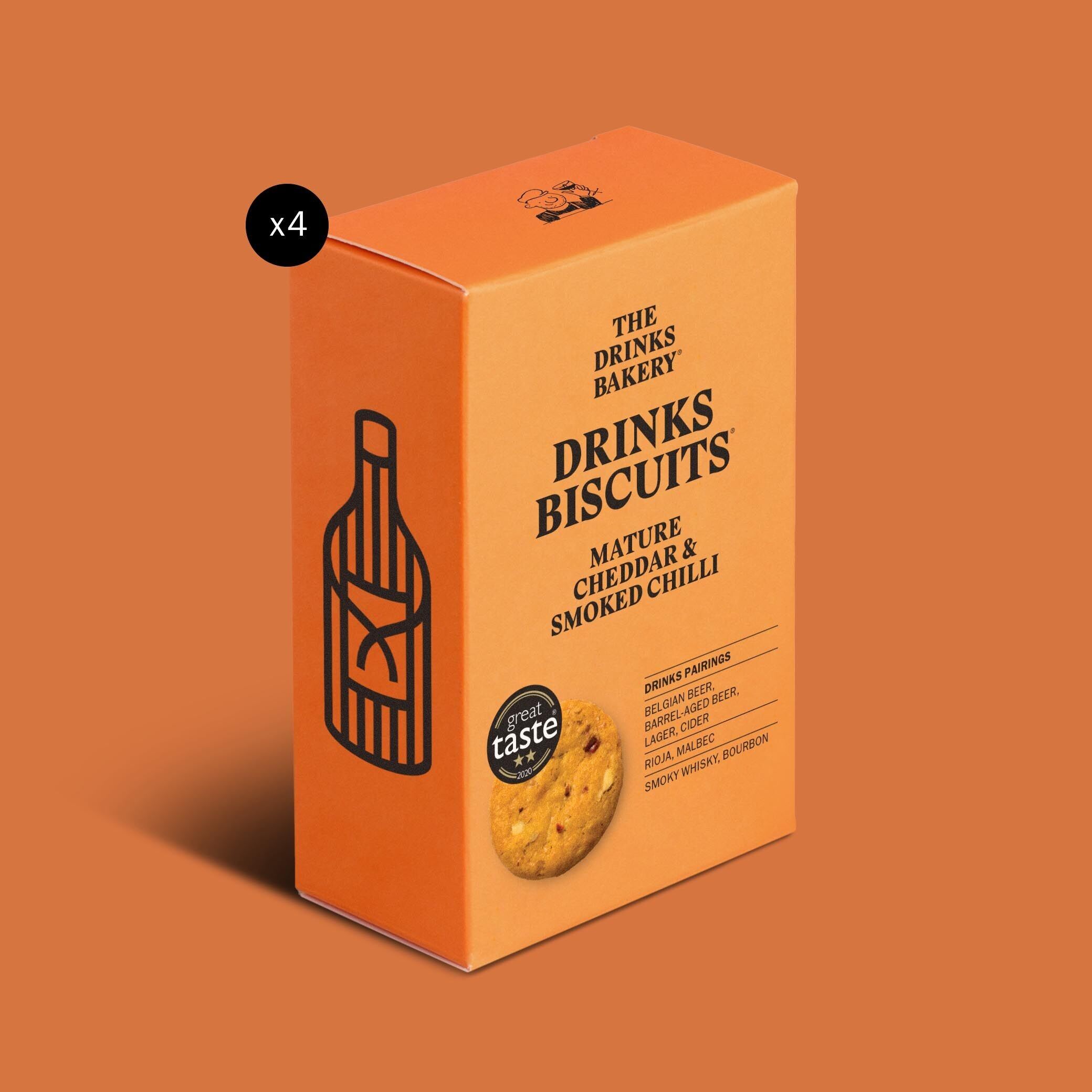 Galletas de queso cheddar curado y chile ahumado (paquete de 110 g) - Galletas de queso saladas con un sabor experto para combinar con excelentes bebidas