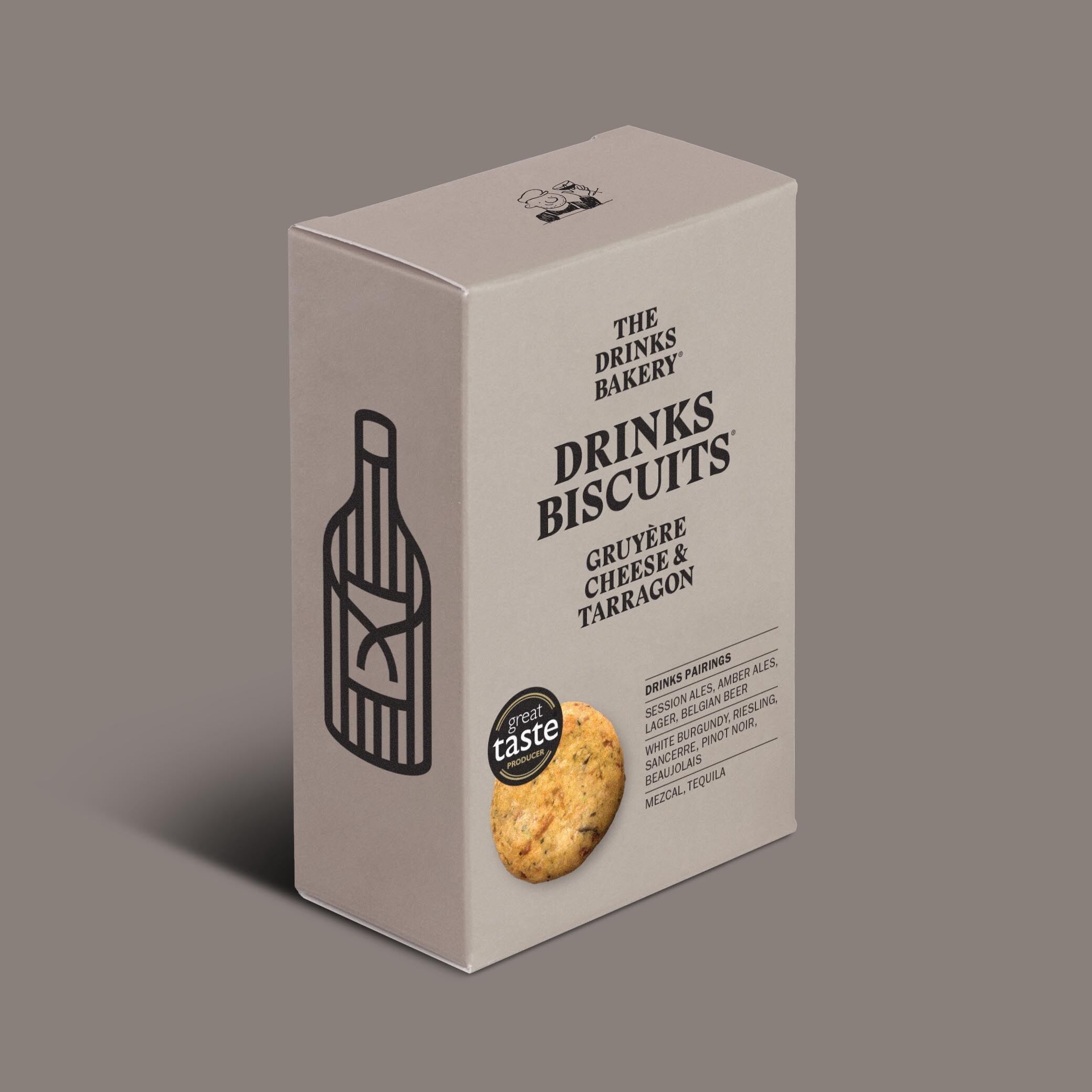 Gruyère Cheese & Tarragon Drinks Biscuits - 110g Share Pack - Savoury Cheese Biscuits Expertly Flavour Profiled to Match Great Drinks