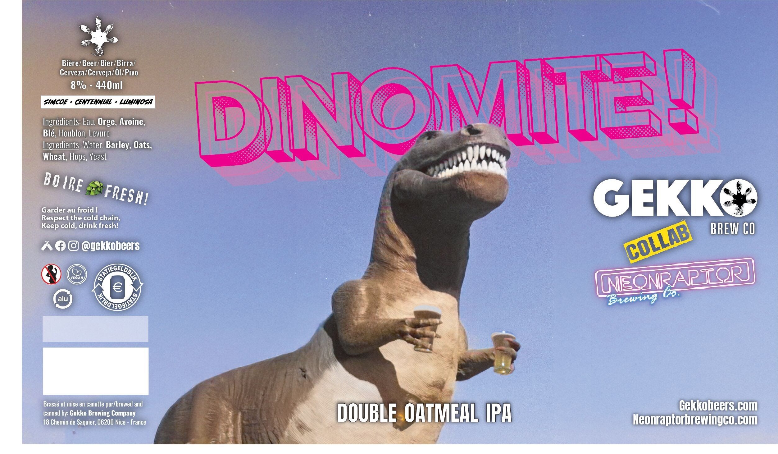 Dinomite !OATMEAL DIPA / 8 % ALC KeyKeg 30 l head A