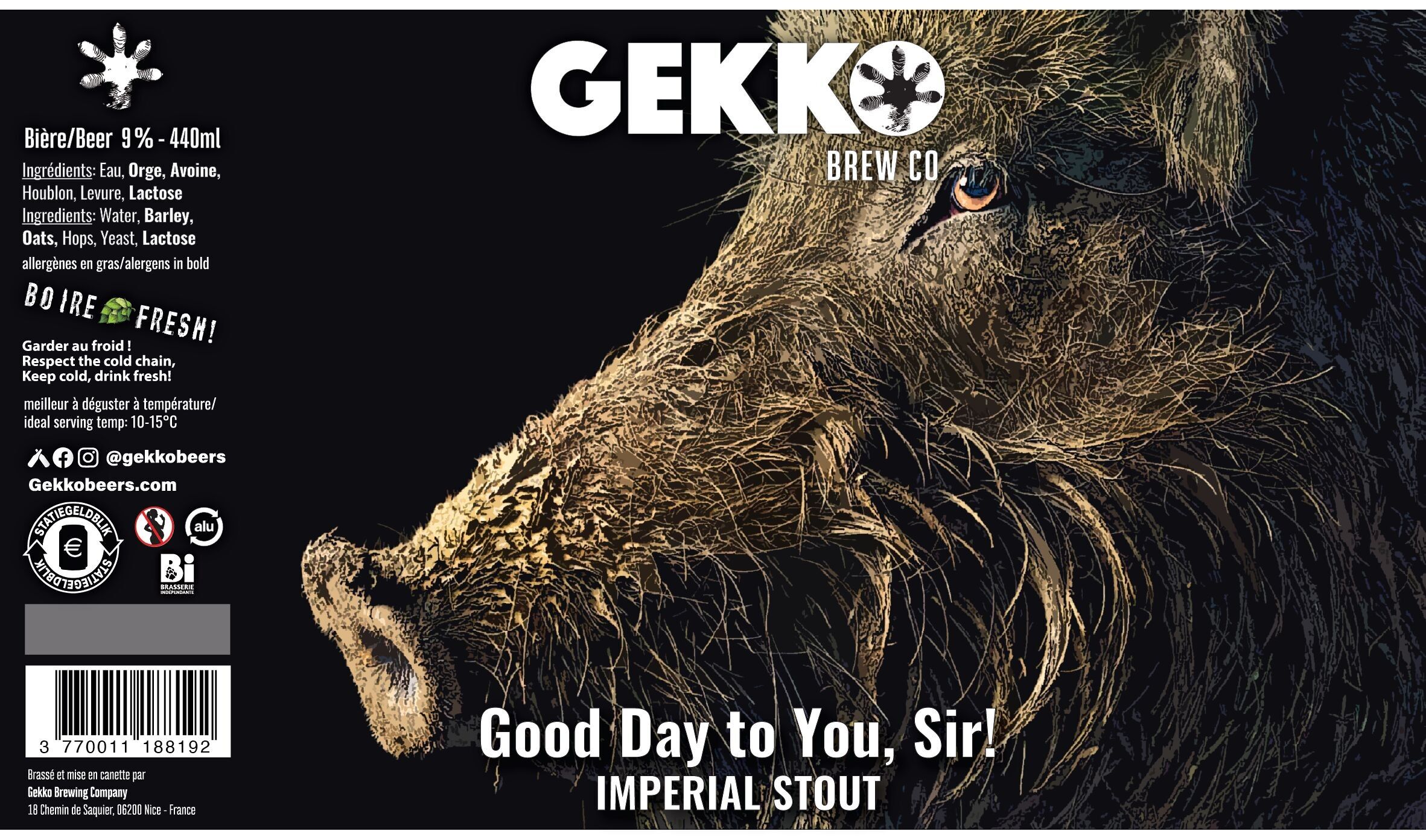 Bonne journée à vous, Monsieur !IMPERIAL STOUT / 9 % ALC KeyKeg 20l head A