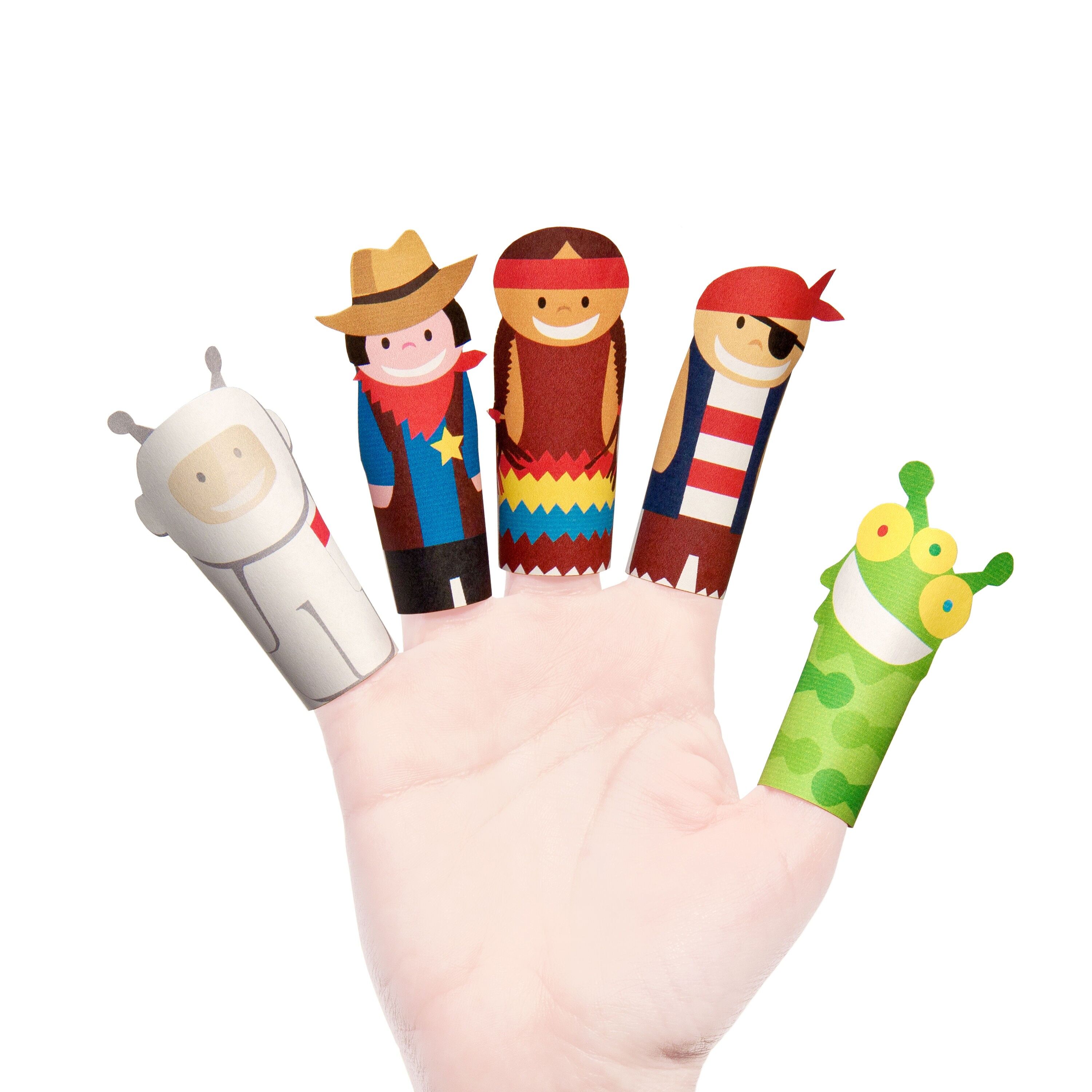 Marionetas de papel para dedos de héroes