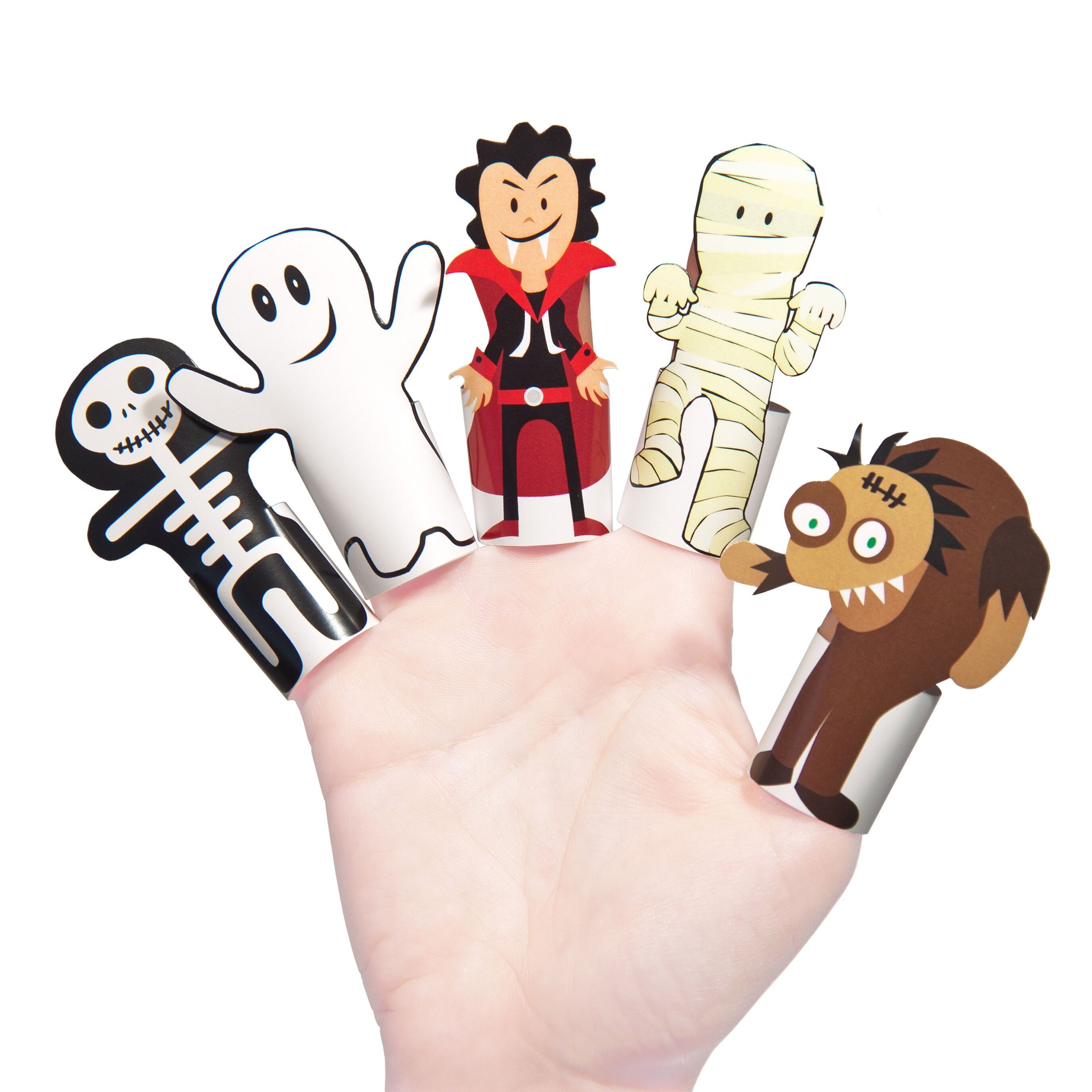 Marionetas de papel para dedos de monstruos clásicos