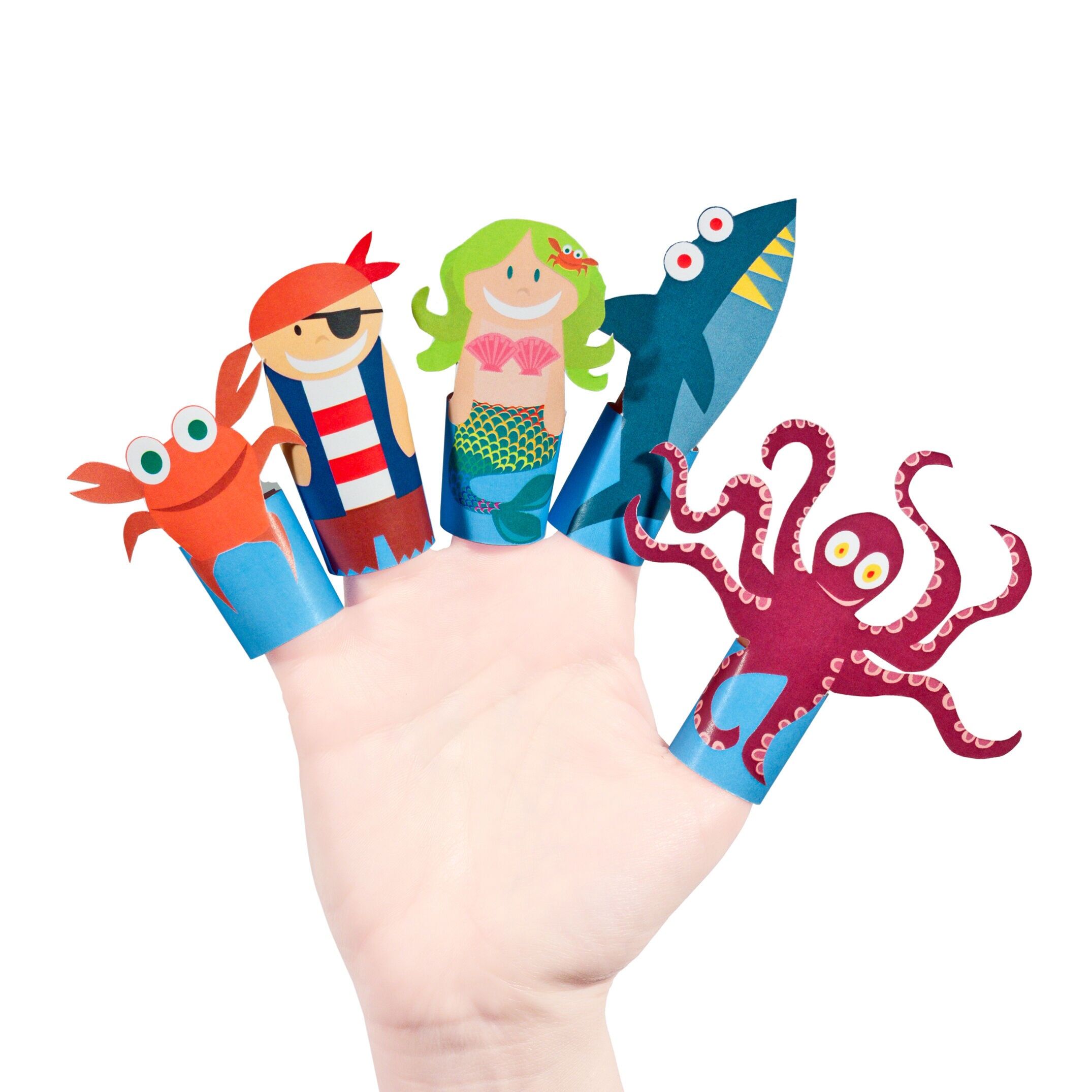 Marionetas de dedo de papel Sea Story