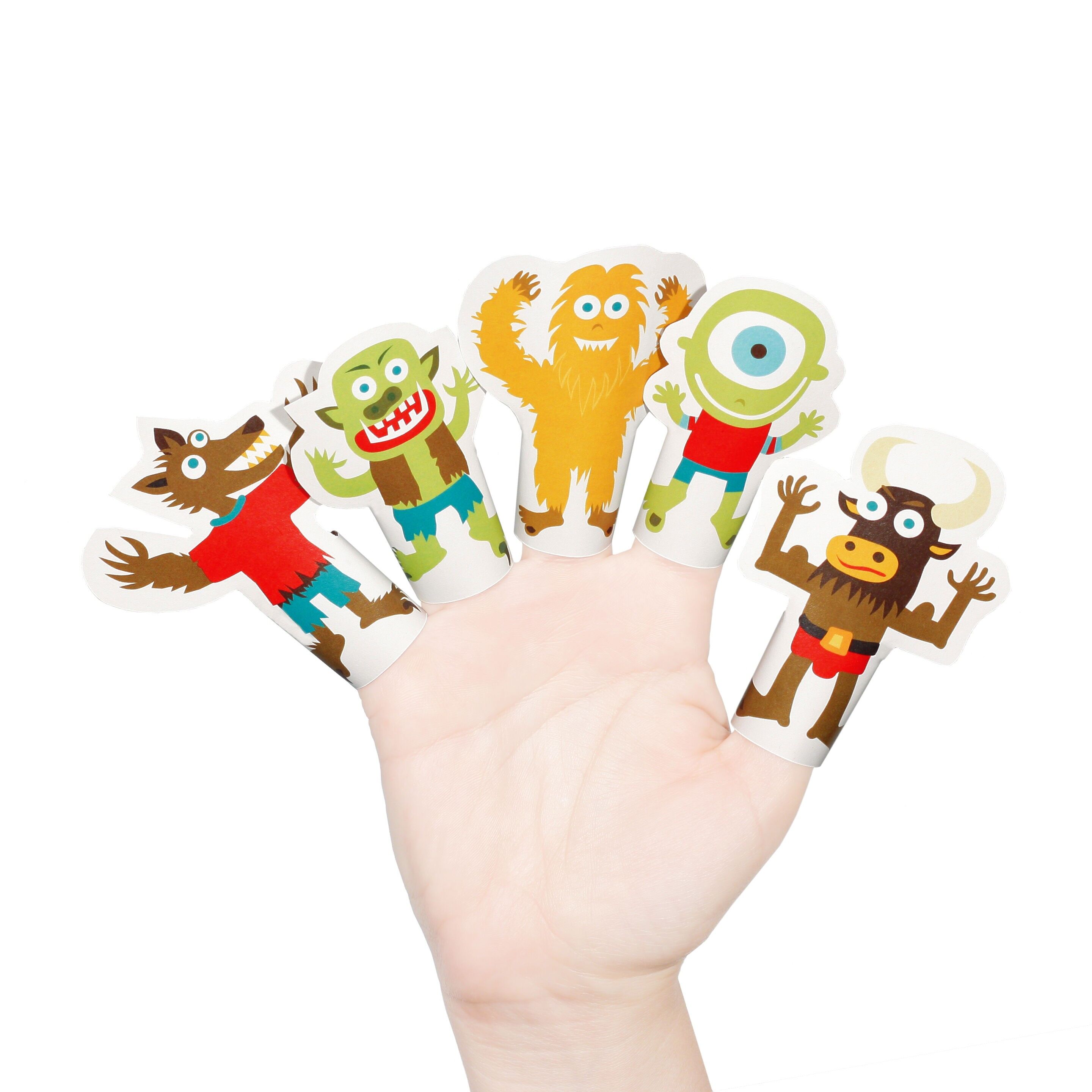 Marionetas de papel para dedos de monstruos mitológicos