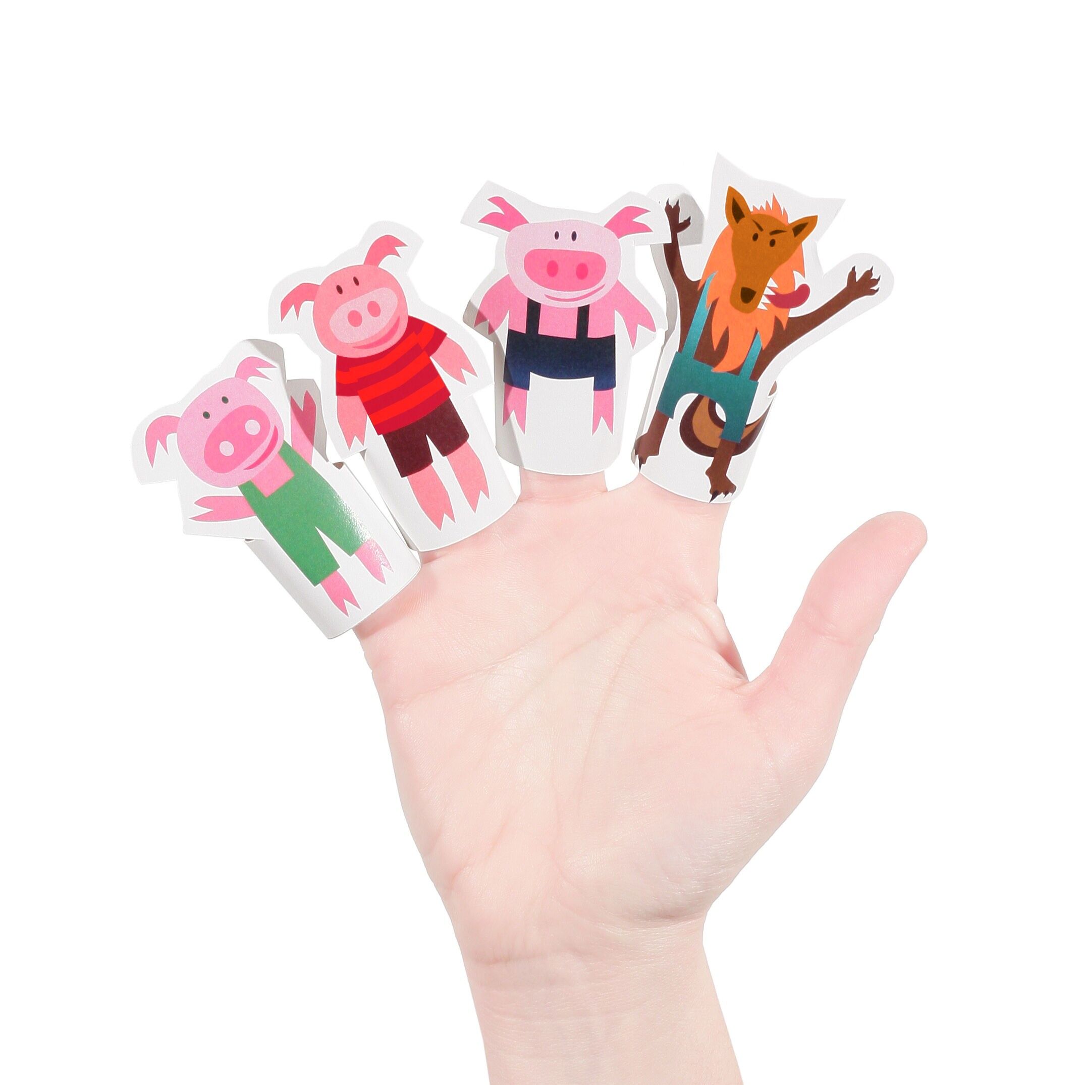 Marionetas de dedo de papel de Los Tres Cerditos