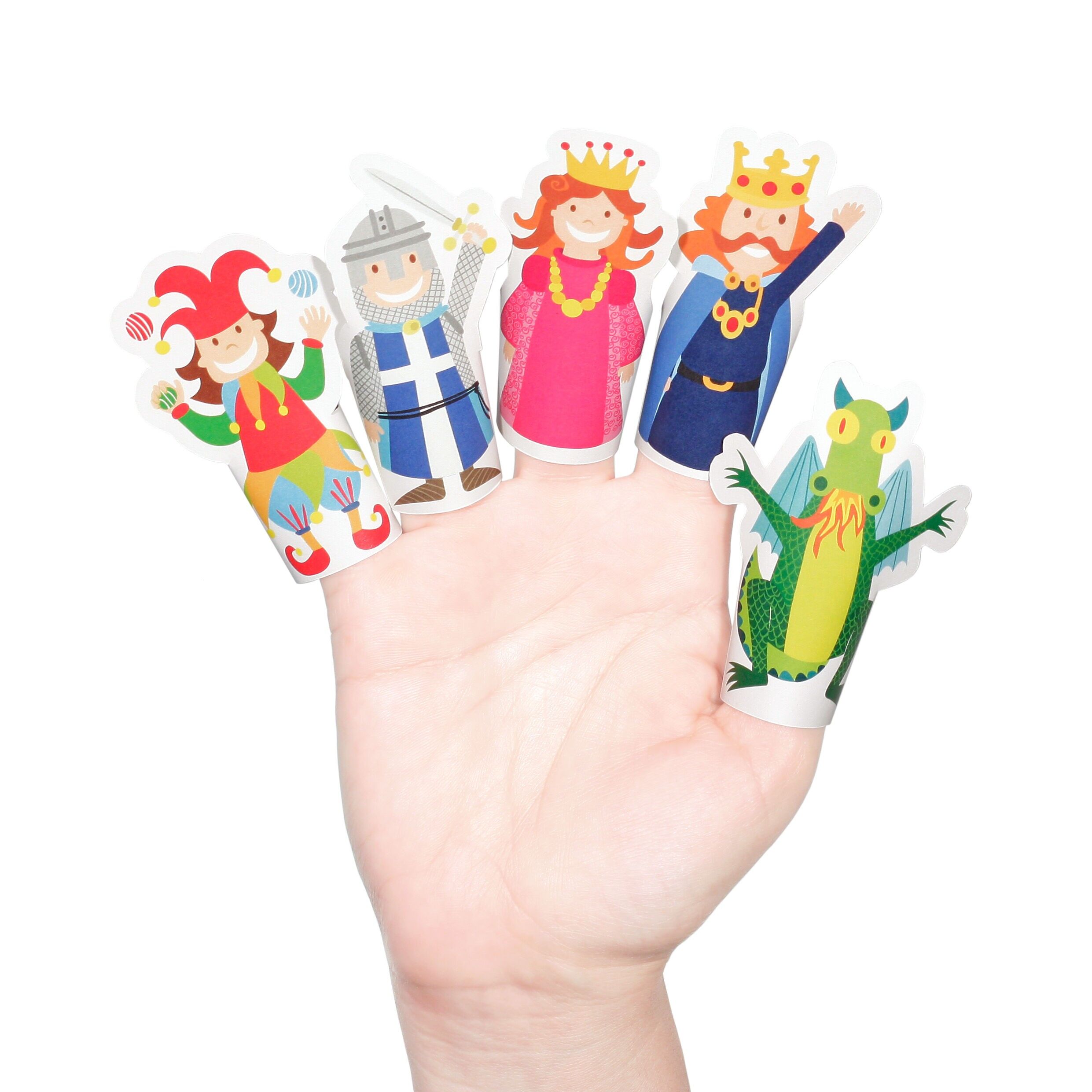 Marionetas de dedo de papel medievales