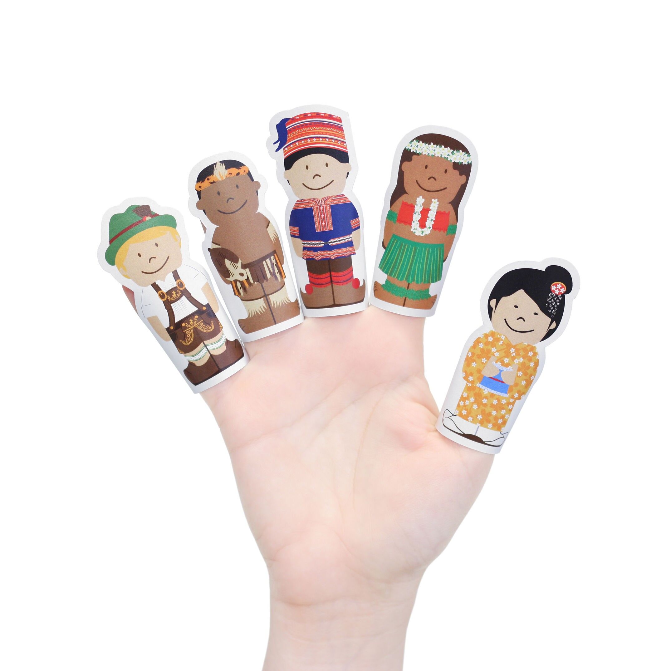 Marionetas de papel para dedos de los Niños del Mundo