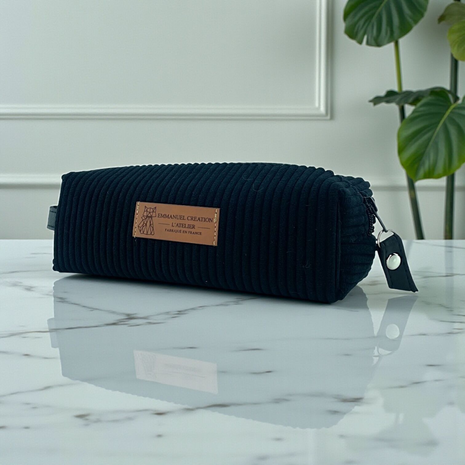 Estuche escolar de pana negra