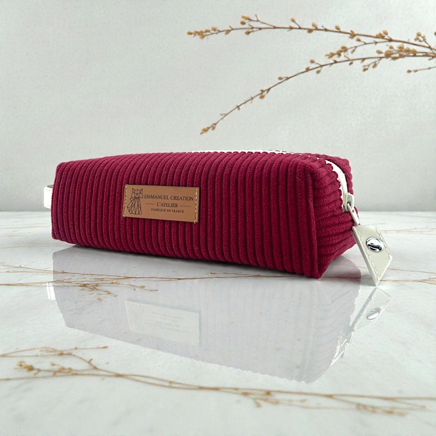 Estuche escolar "Terciopelo con cordón" burdeos