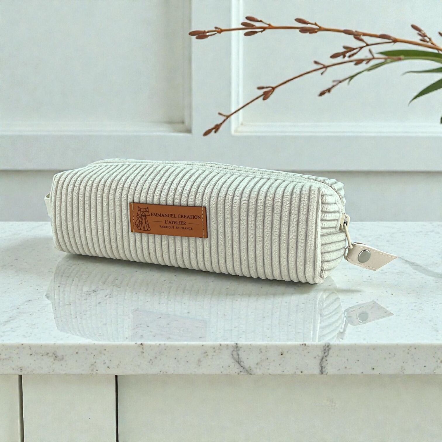 Schulmäppchen, ecrufarbener Cord