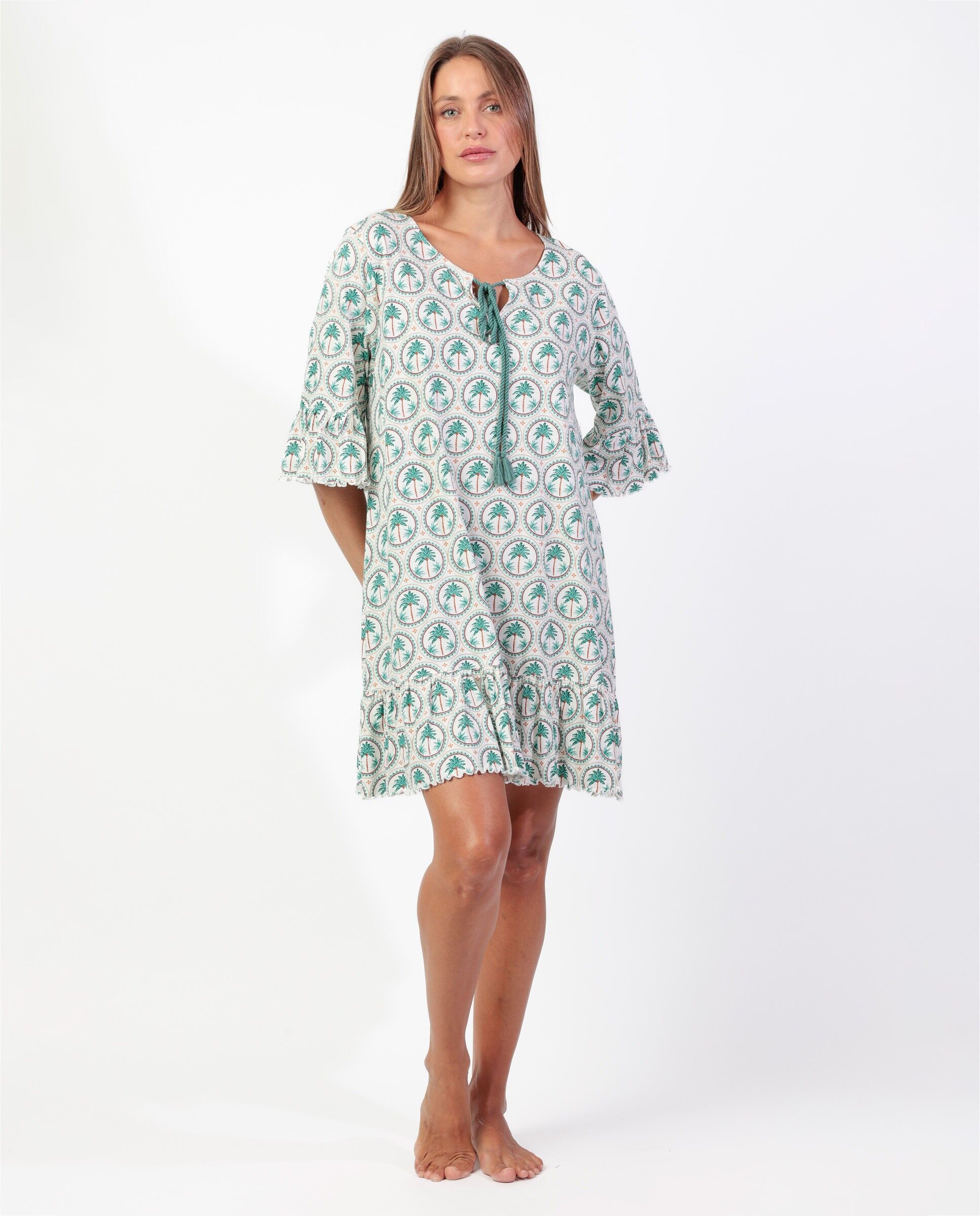 Débardeur à manches françaises en mosaïque de palmiers pour femme ADMAS