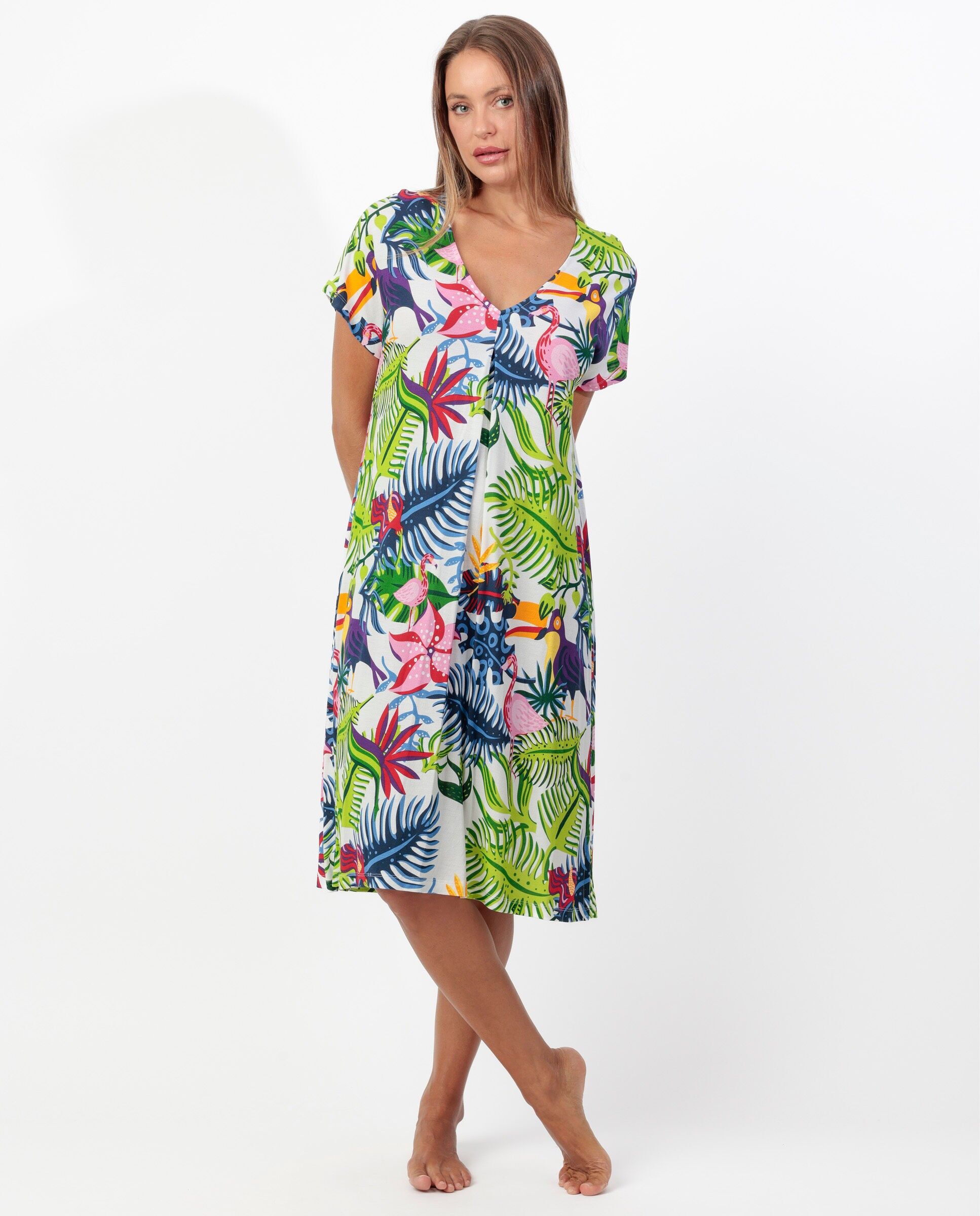 Débardeur à manches tombantes pour femme ADMAS GARDEN, motif perroquet exotique