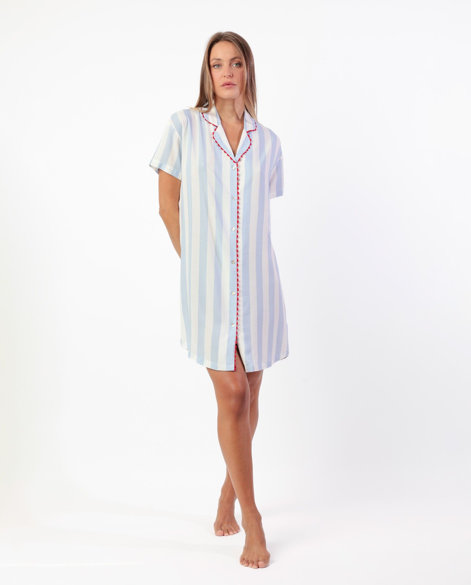 Débardeur à manches courtes ADMAS CLASSIC à rayures claires classiques...