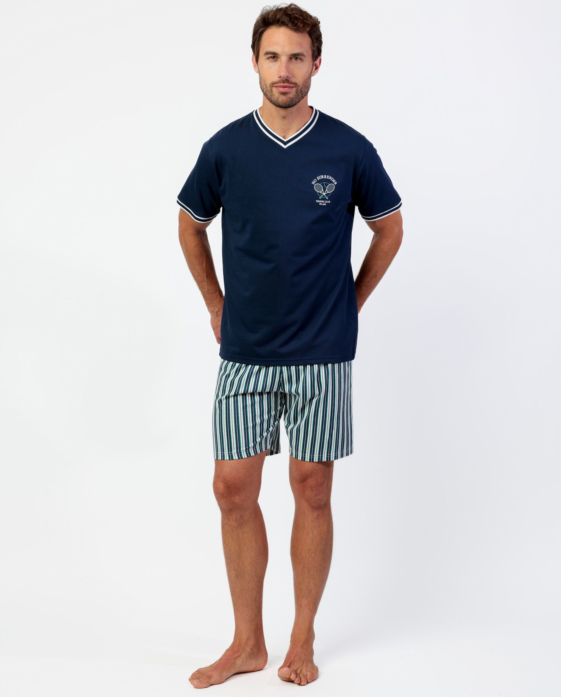 ADMAS Pyjama à manches courtes pour homme Tennis Club