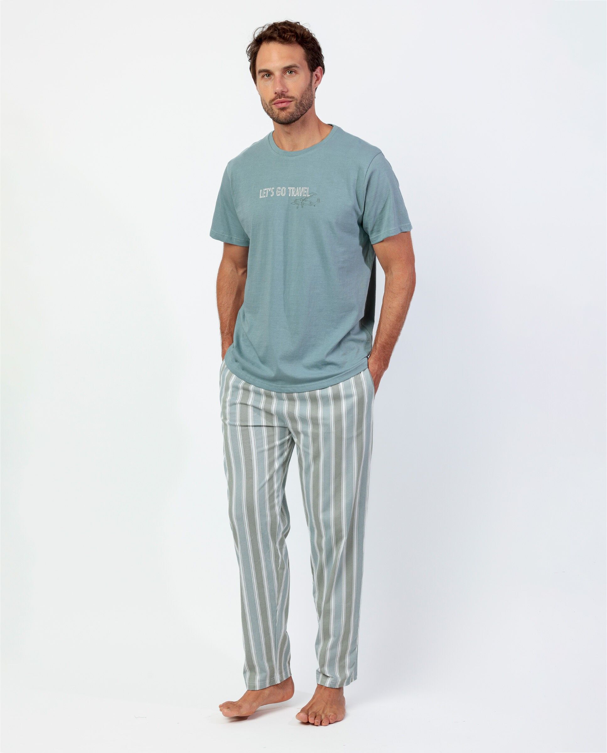 RESTEZ À LA MAISON Pyjama à manches courtes pour homme Let's Go Travel