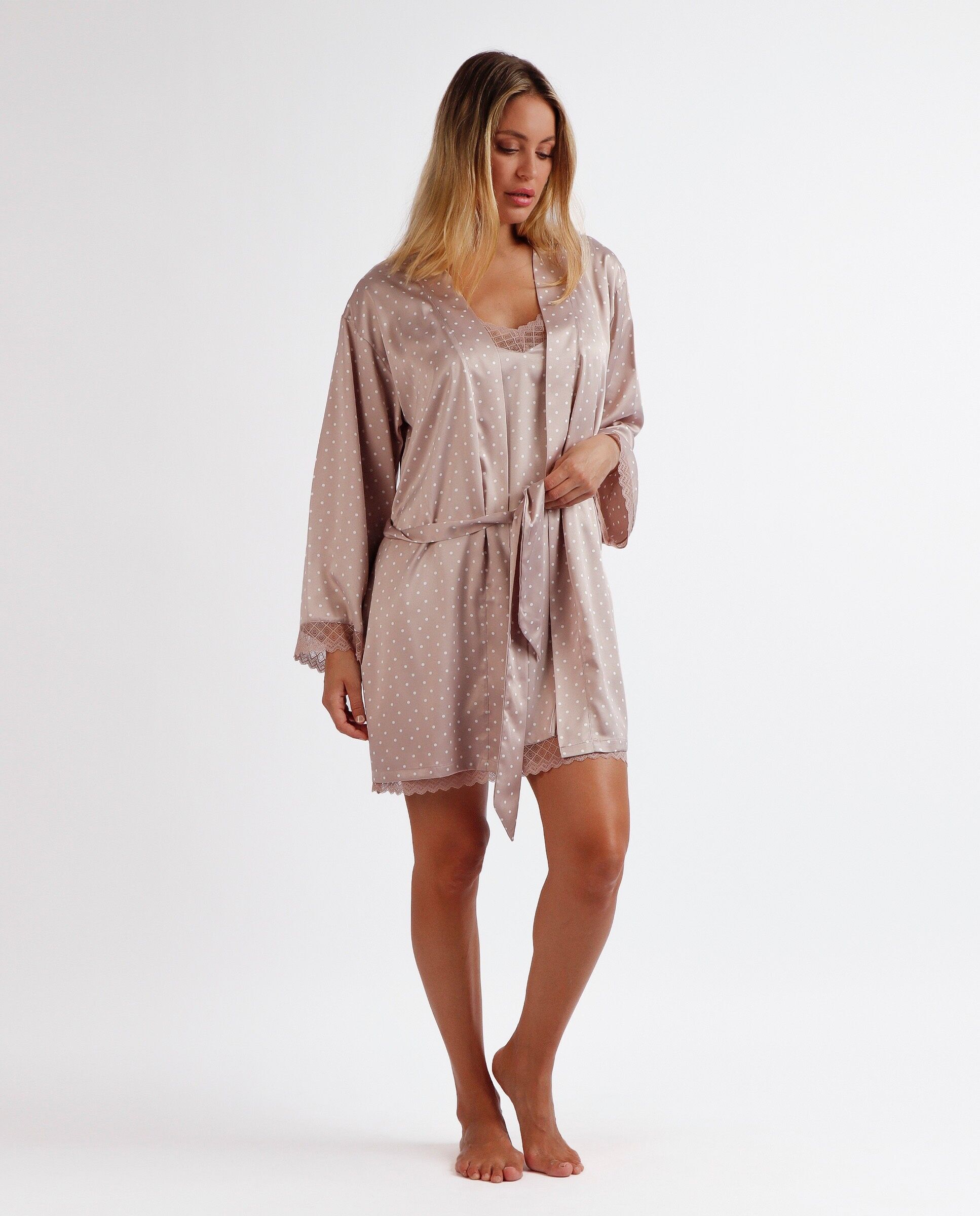 Vestaglia da sposa a maniche lunghe in pizzo a pois da donna ADMAS CLASSIC