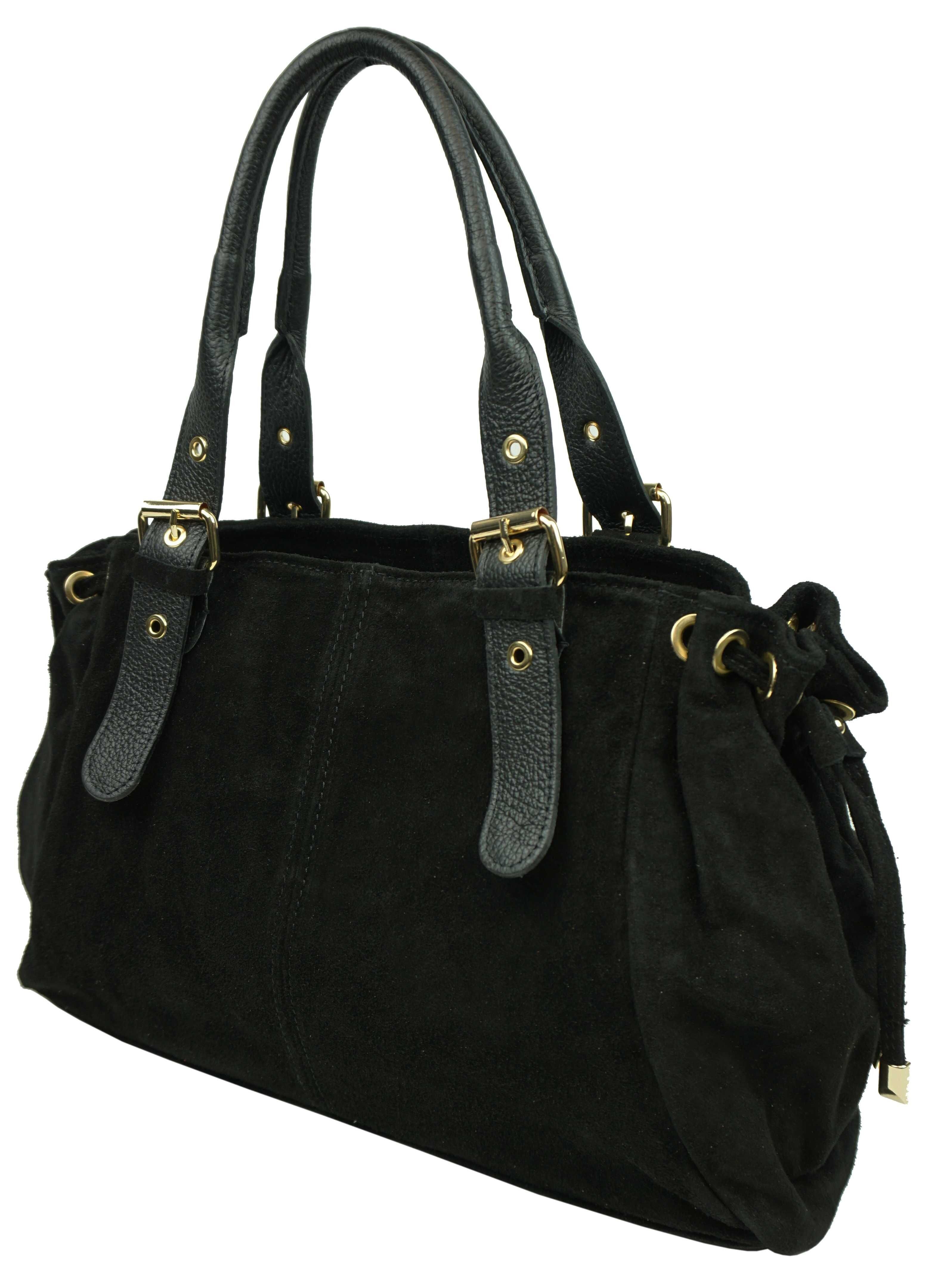 Large split leather handbag with grained leather handle 51006