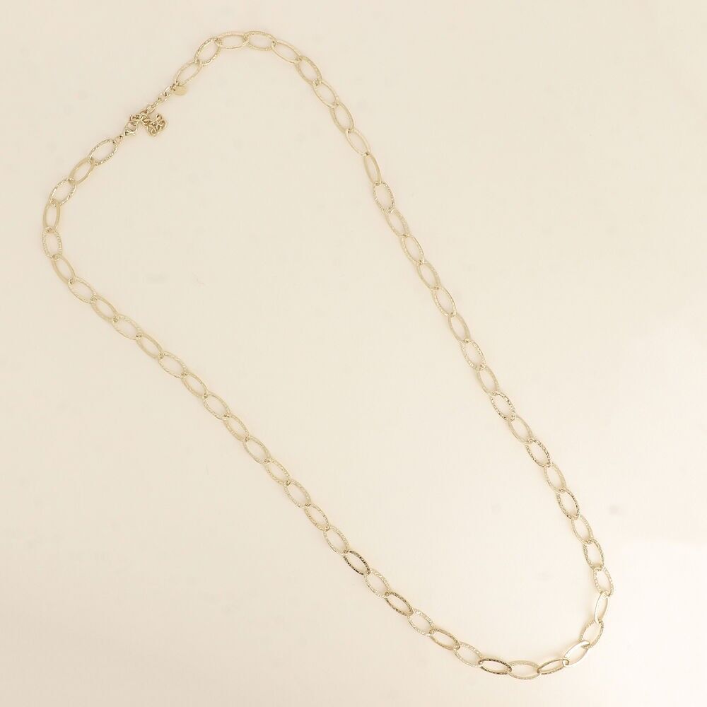 Long necklace - mesh with large textured oval rings 90+7CM