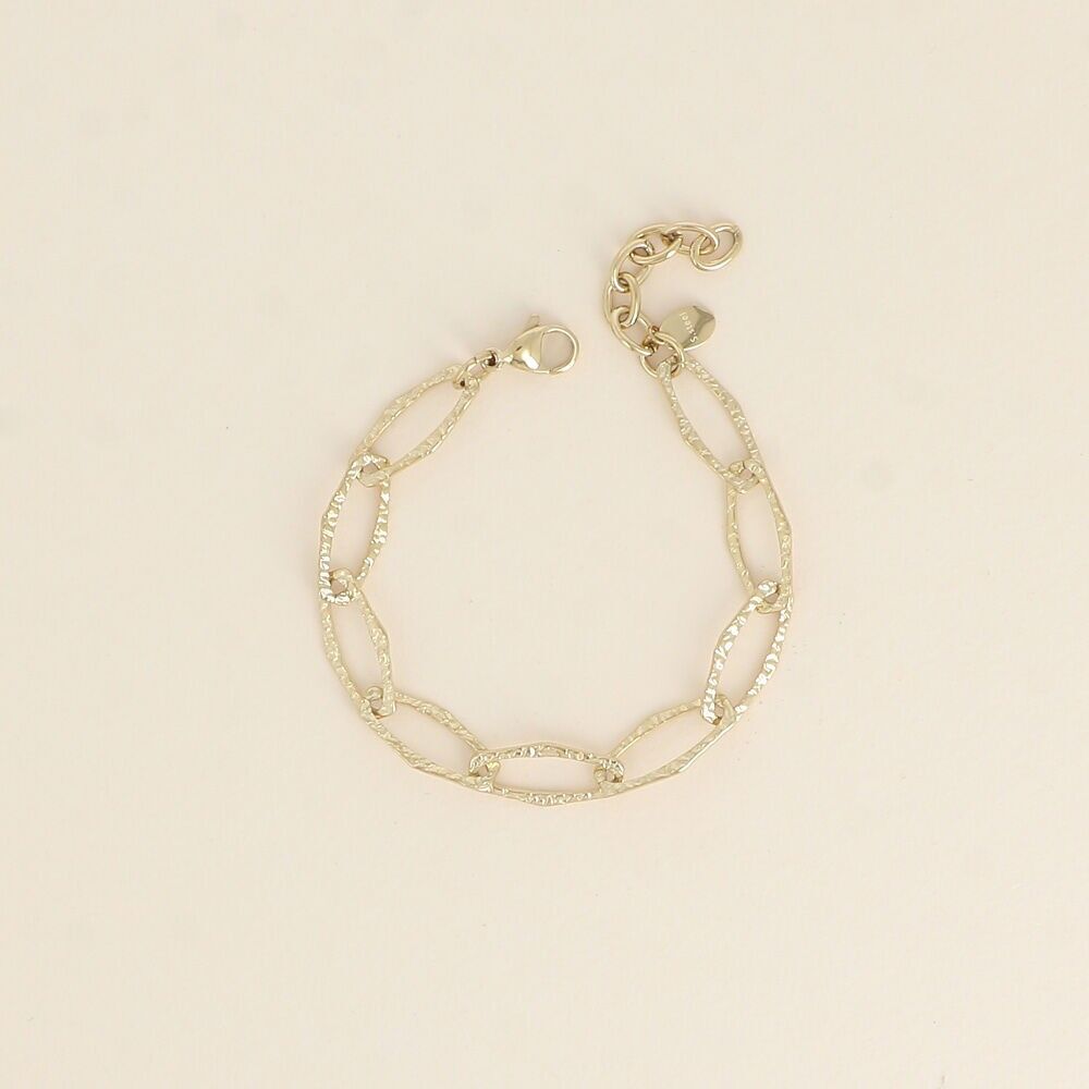 Bracelet - maille aux grands anneaux ovales texturés