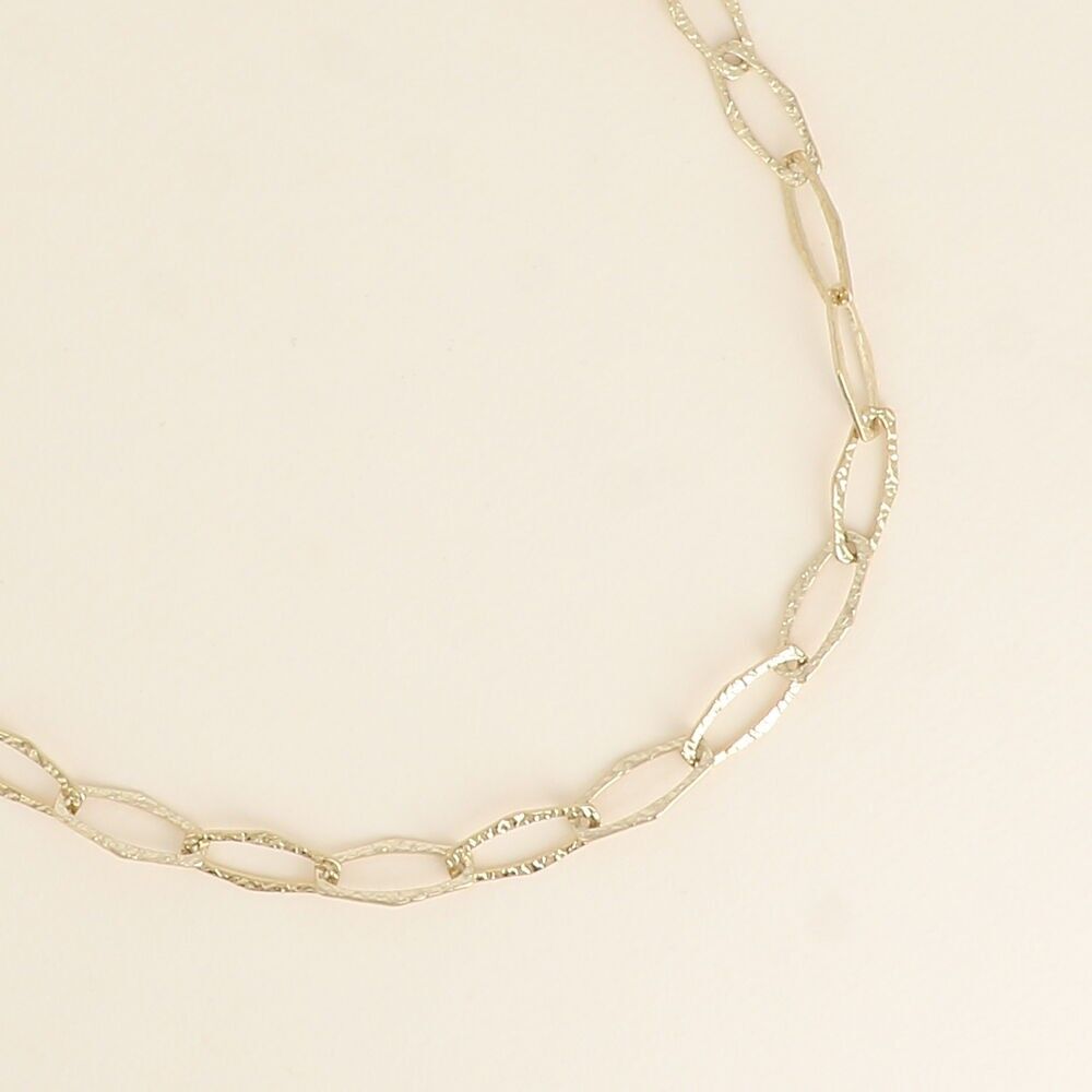 Collier - maille aux grands anneaux ovales texturés 41+7CM