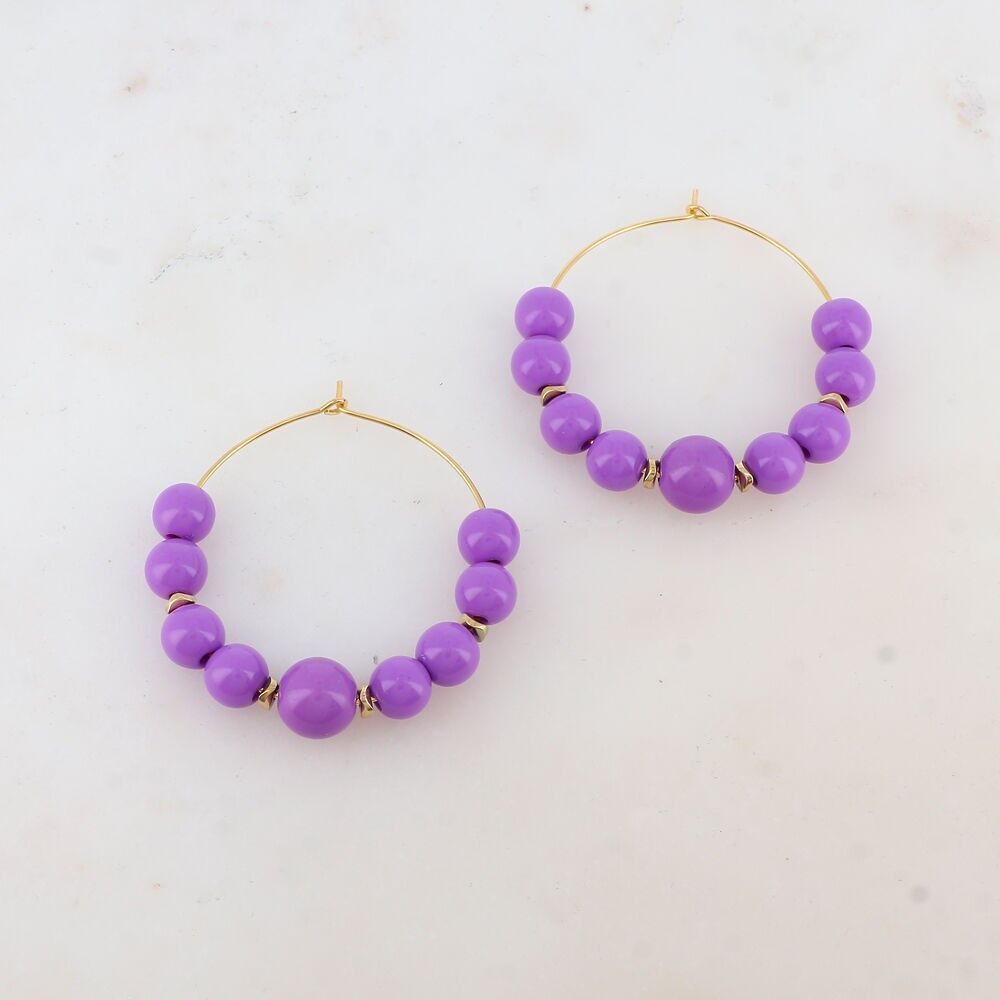 Orecchini a cerchio con 9 perle in resina