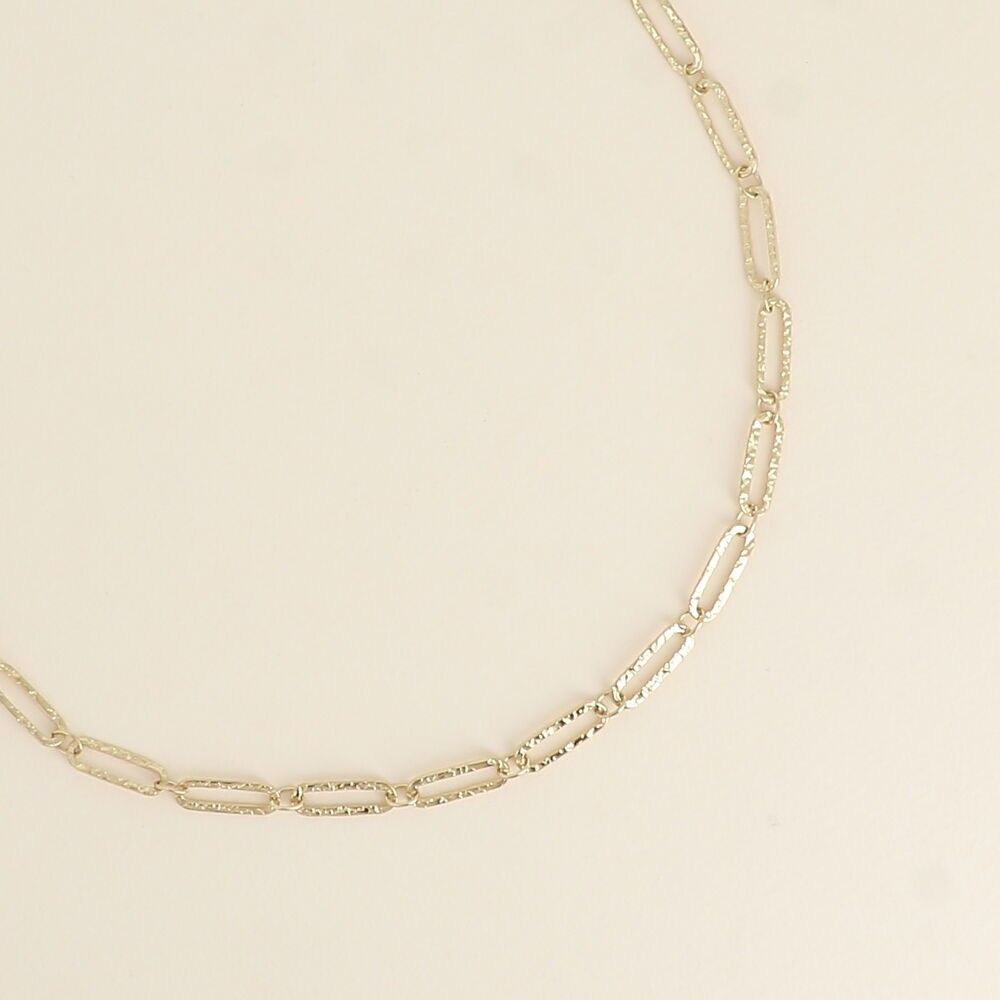 Collier - maille aux anneaux ovales texturés 41+7CM