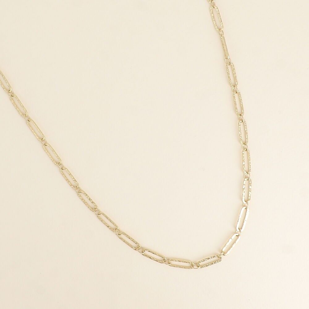 Collier - maille aux anneaux ovales texturés 60+7CM