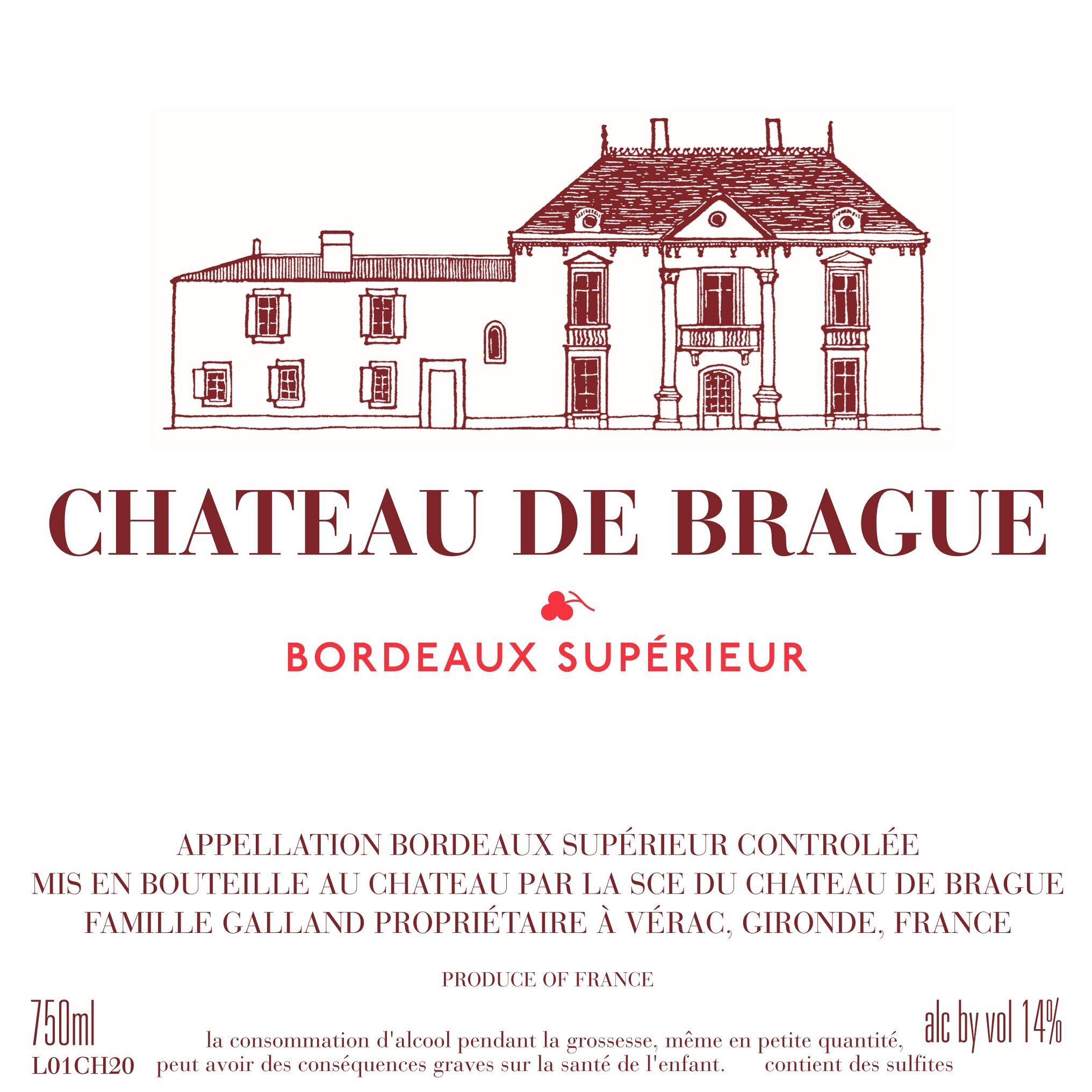 Château de Brague Rouge 2020 - vin rouge - AOC Bordeaux supérieur