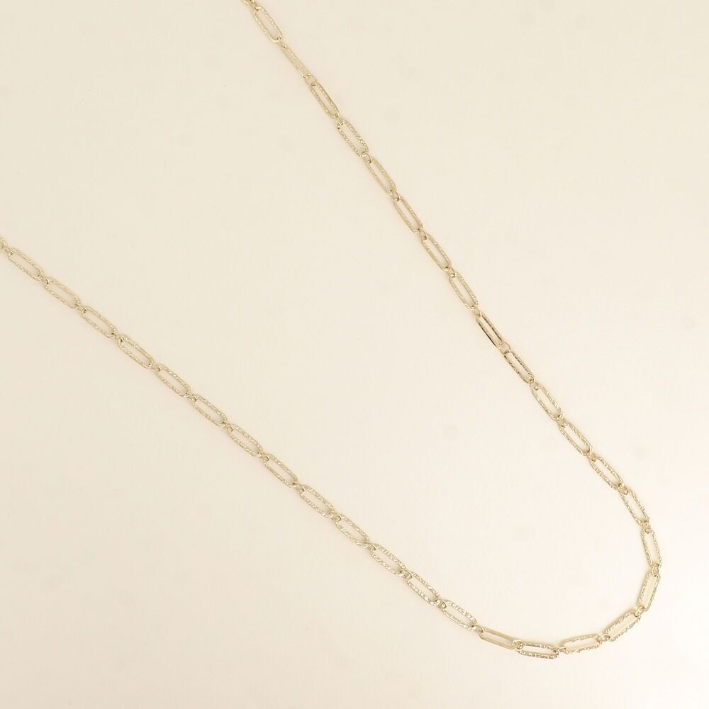 Long necklace - textured oval ring mesh 90+7CM