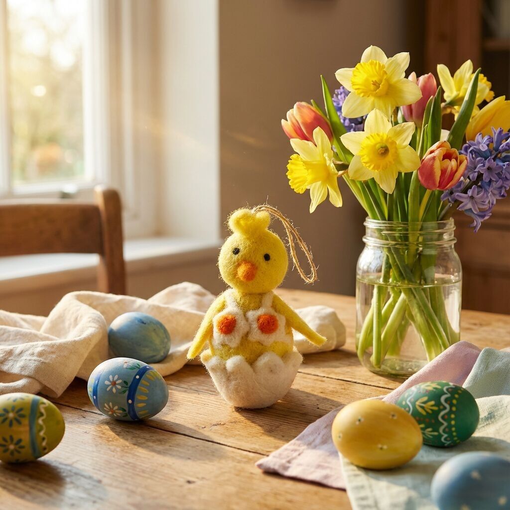 Décoration de Pâques suspendue Yolko Ono en feutre fait main