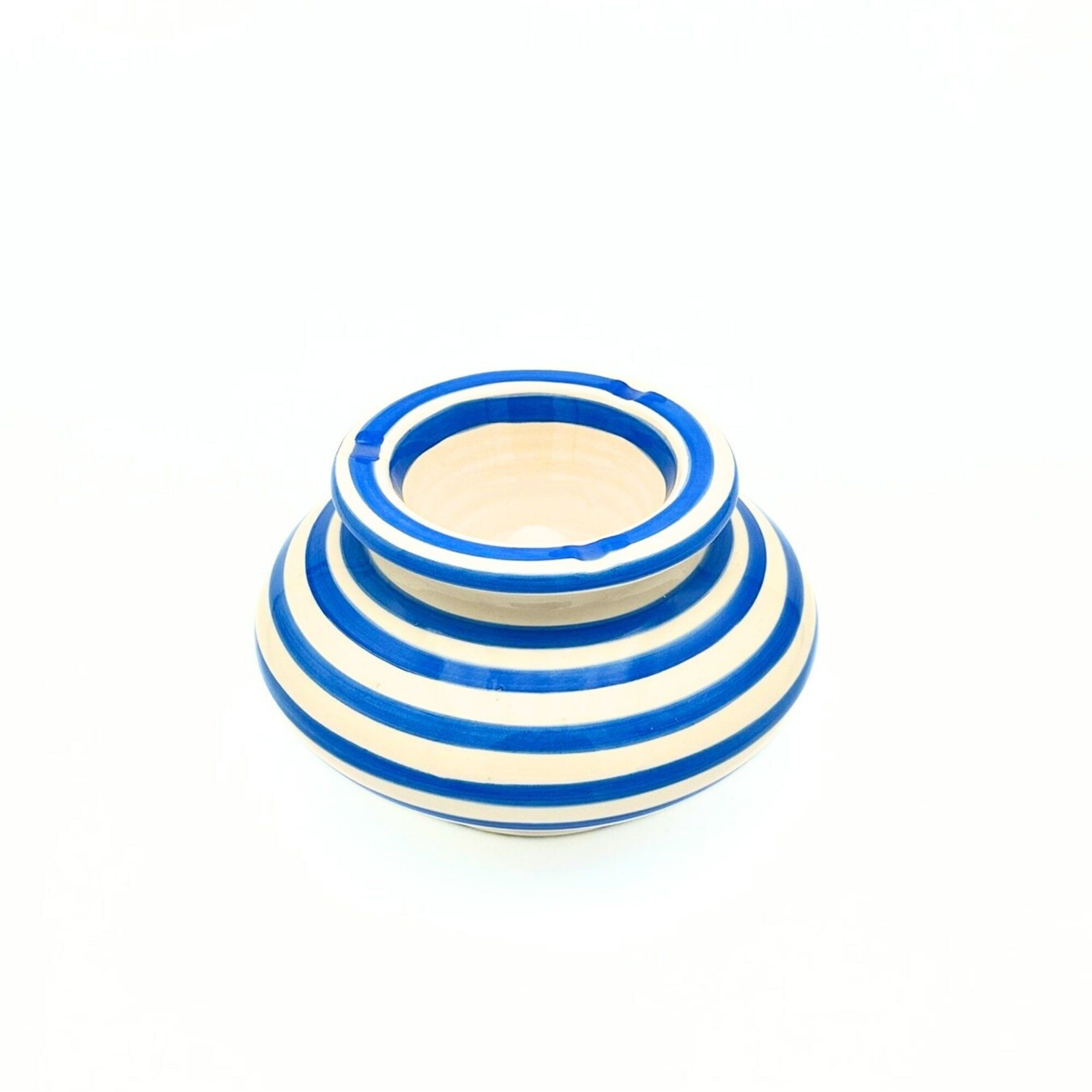 Large blue circle ashtray (Ø20cm, H11cm)