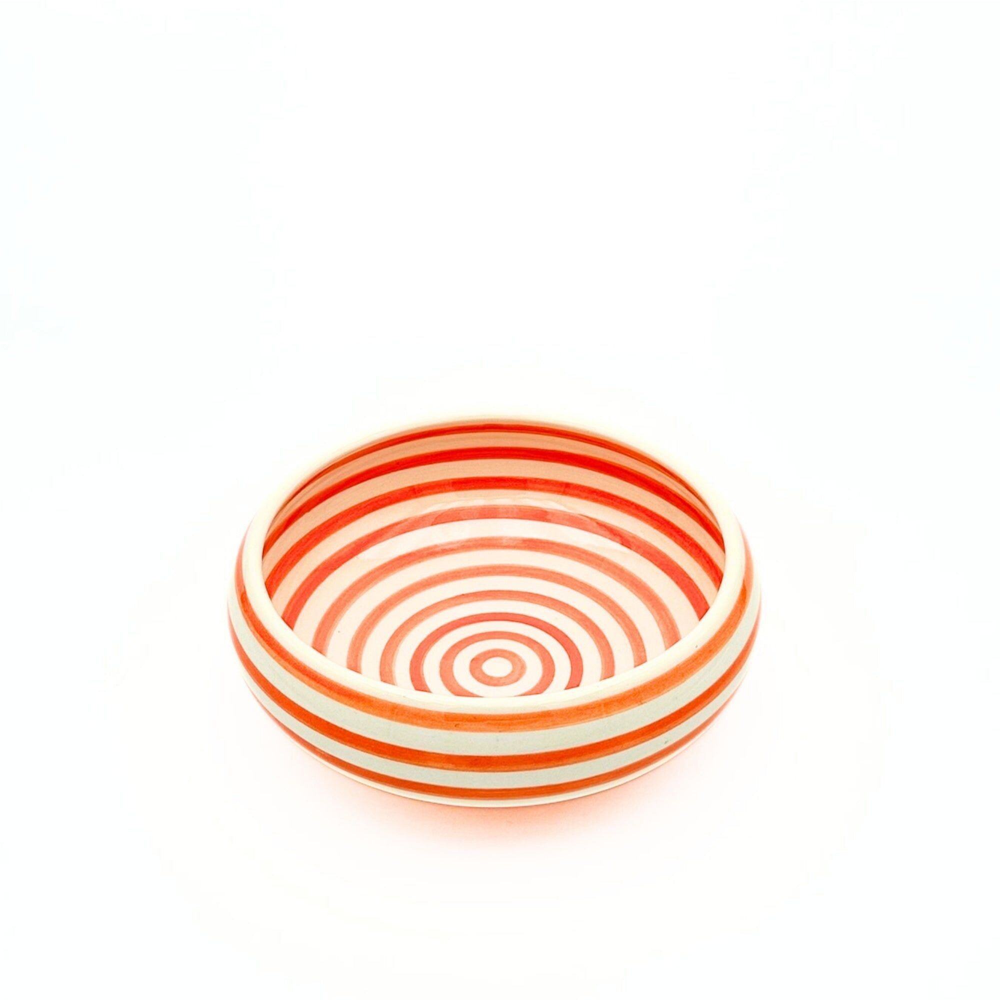 Rounded soup plate with orange circles (Ø17cm)