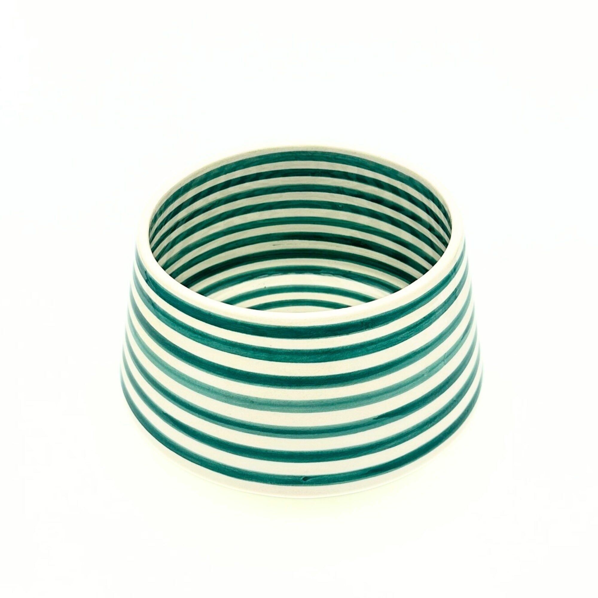 Trapezoidal salad bowl with green circles (Ø20cm, H12.5cm)