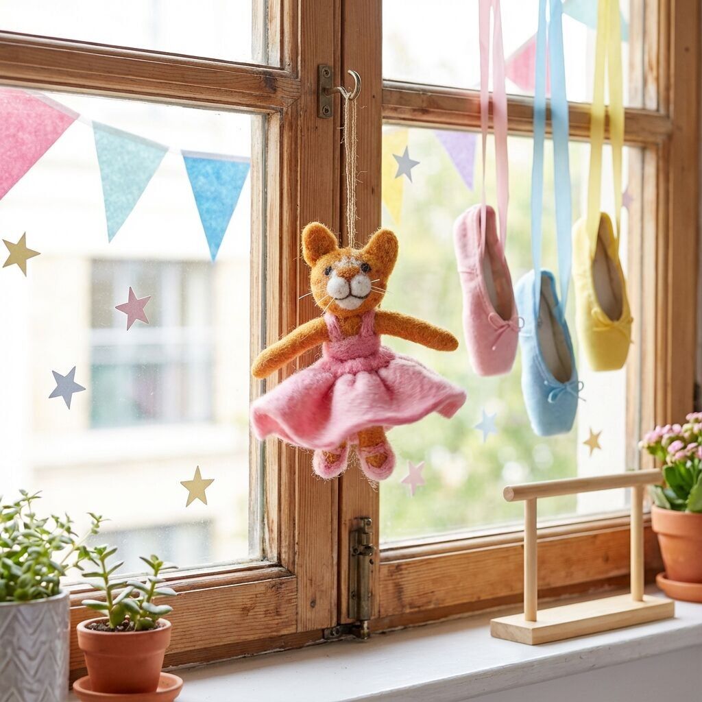 Décoration suspendue en feutre faite main Gracie Cat