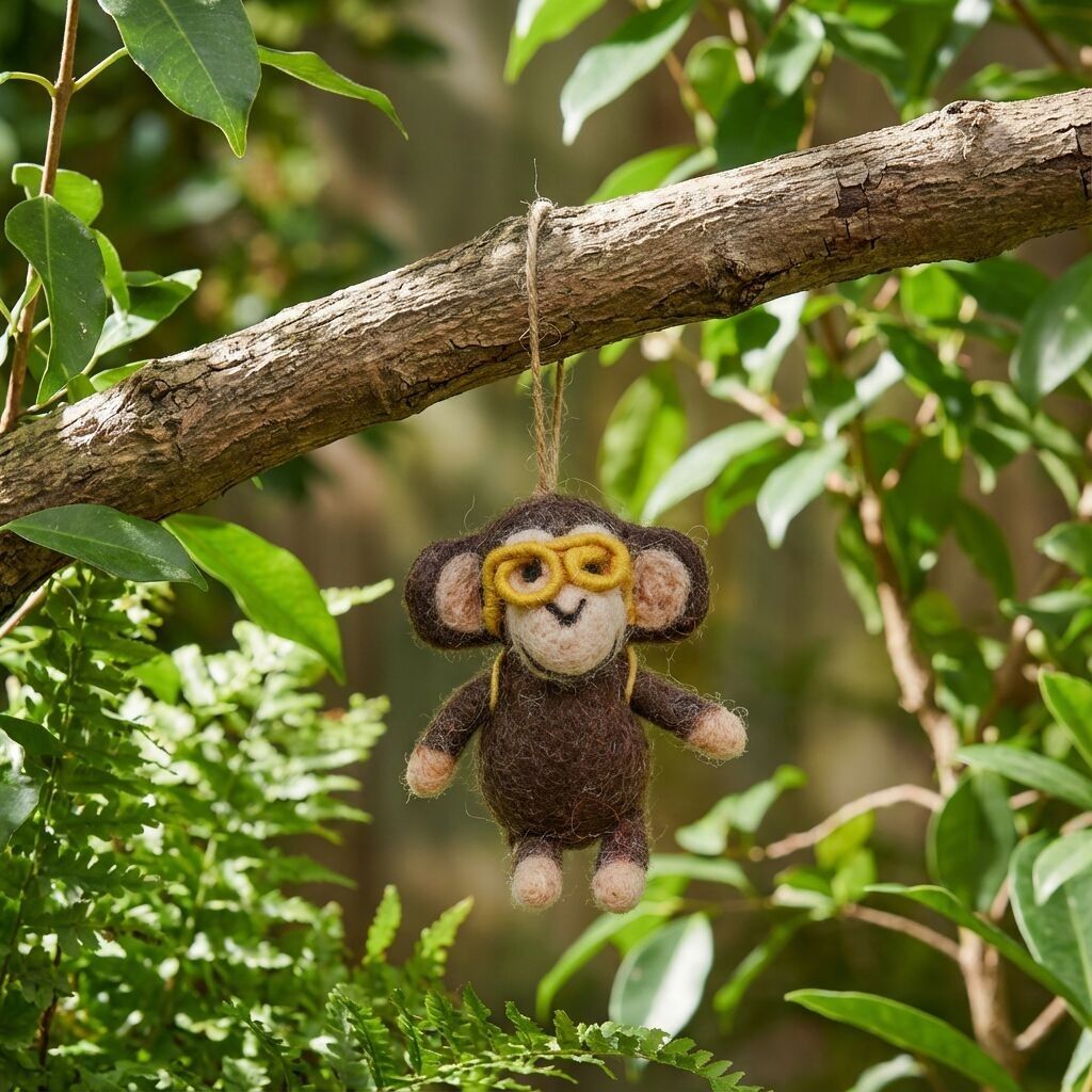 Décoration suspendue Bongo le singe safari en feutre fait main