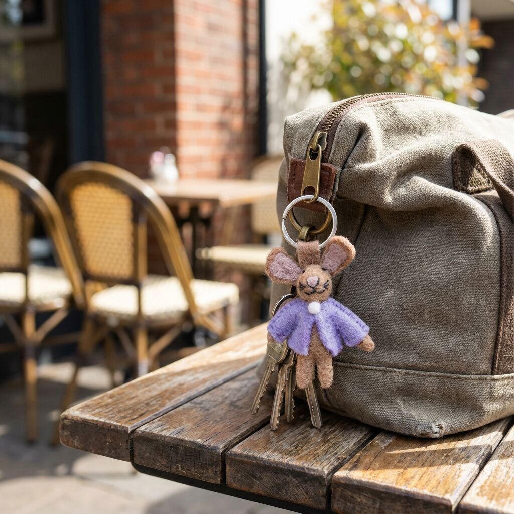 Porte-clés lapin en feutre fait main