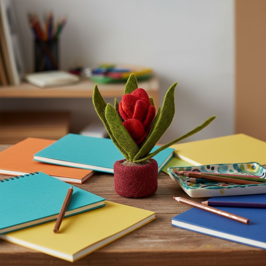 Plante tropicale Juna en feutre fait main