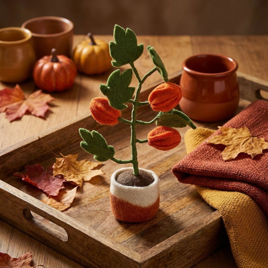 Arbre lanterne chinoise en feutre fait main, plante sur pied