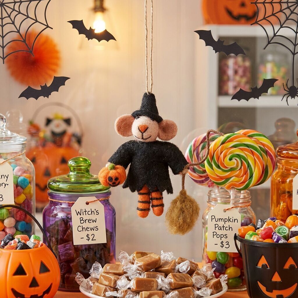 Décoration d'Halloween Glinda Mouse sorcière en feutre fait main